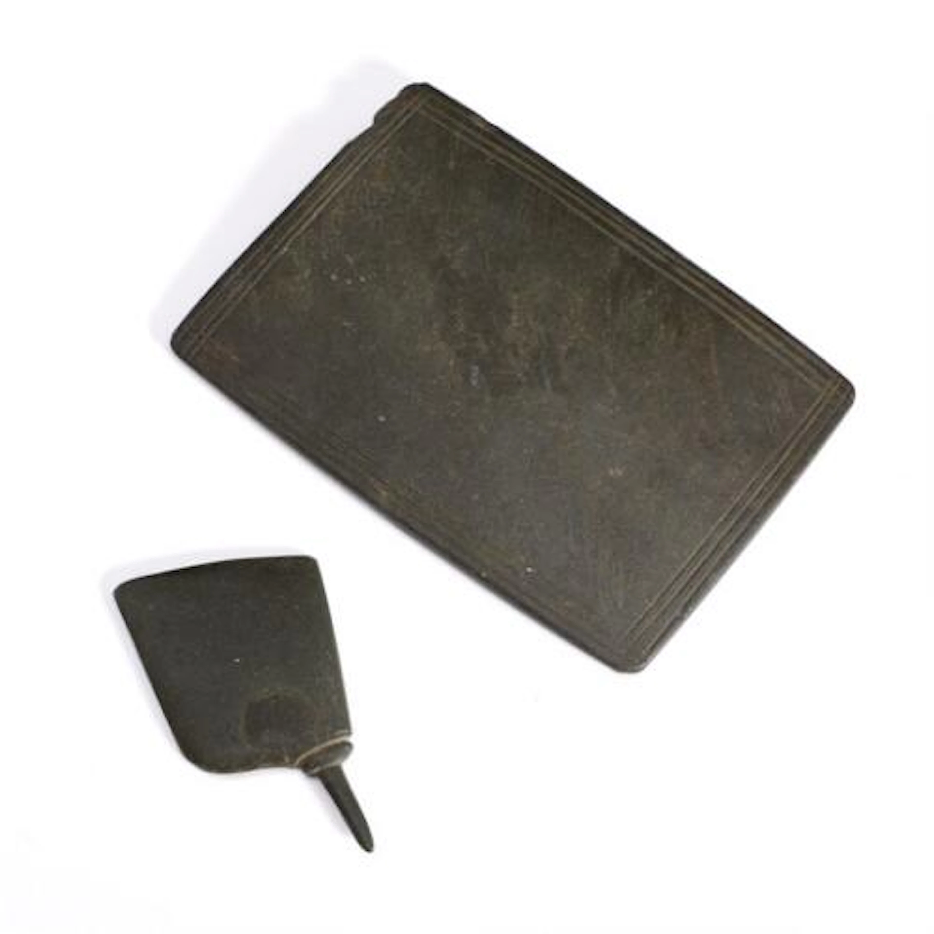 Egyptian rectangular cosmetic green schist palette and a small
