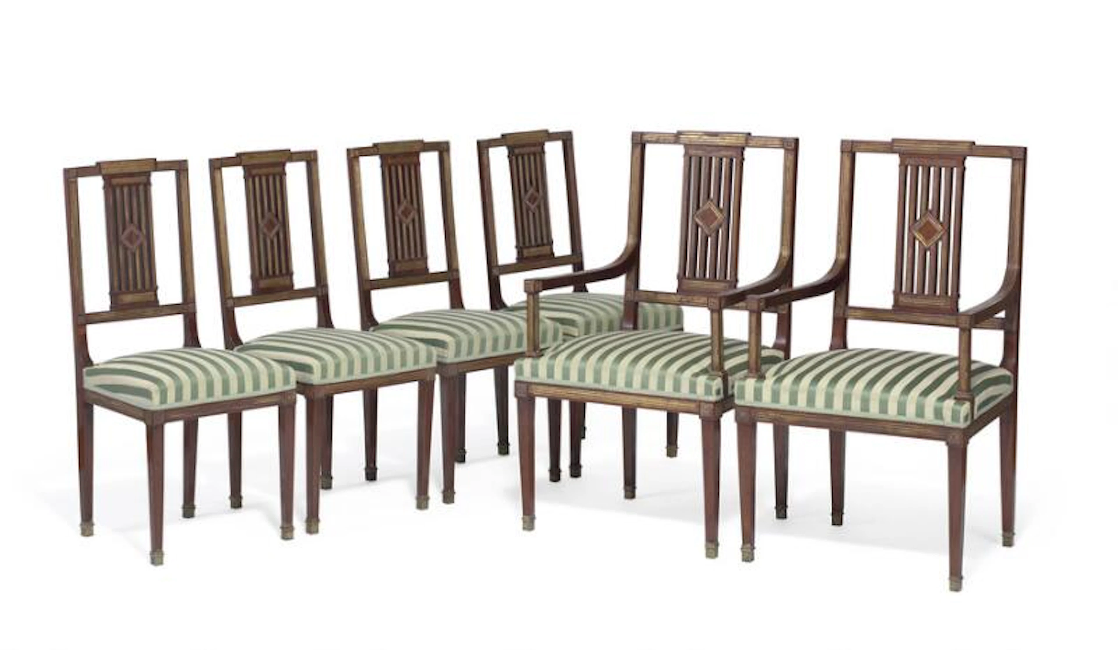 A suite of Russian brass mounted mahogany seat furniture...