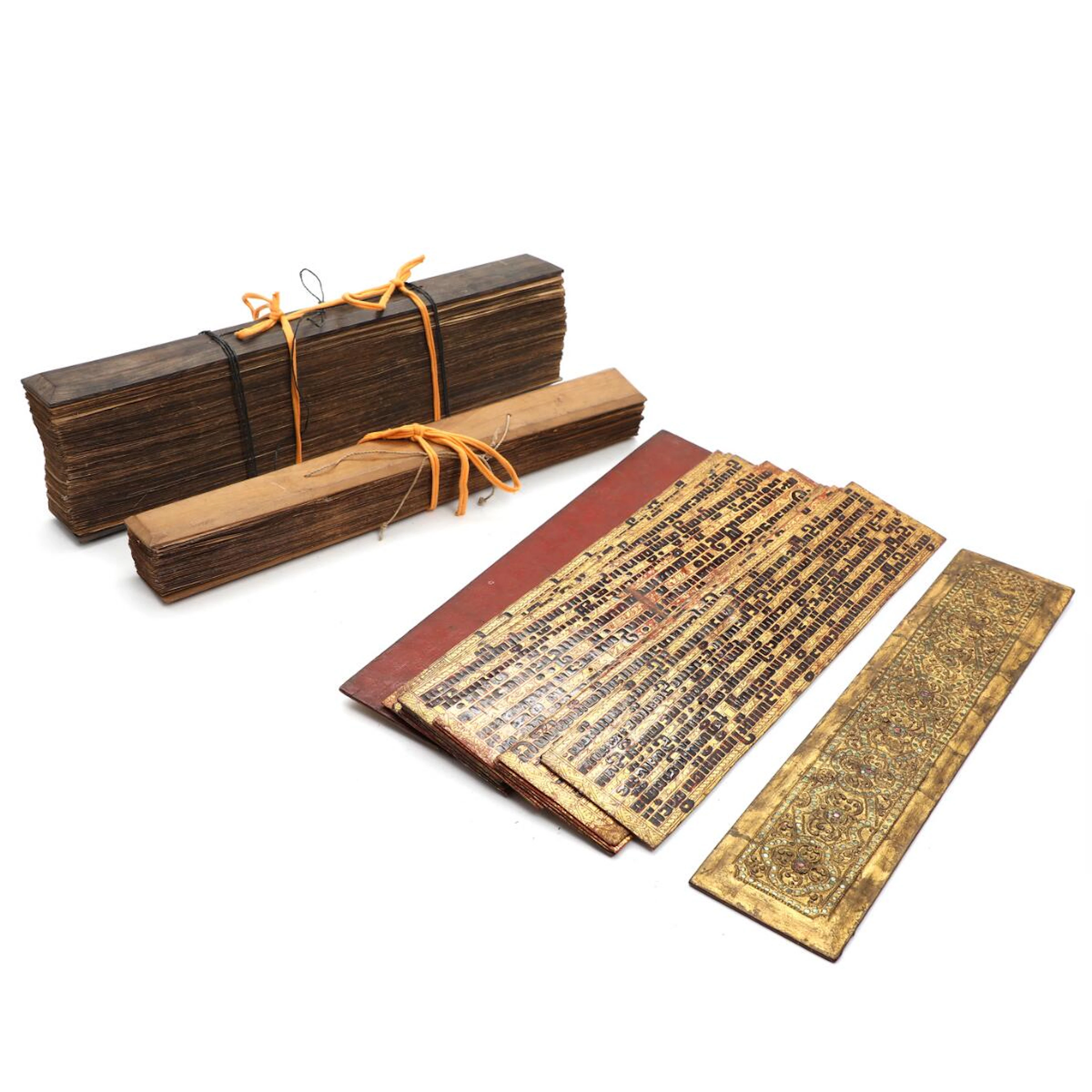 Burmese lacquered and gilded kammavaca manuscript with 16...