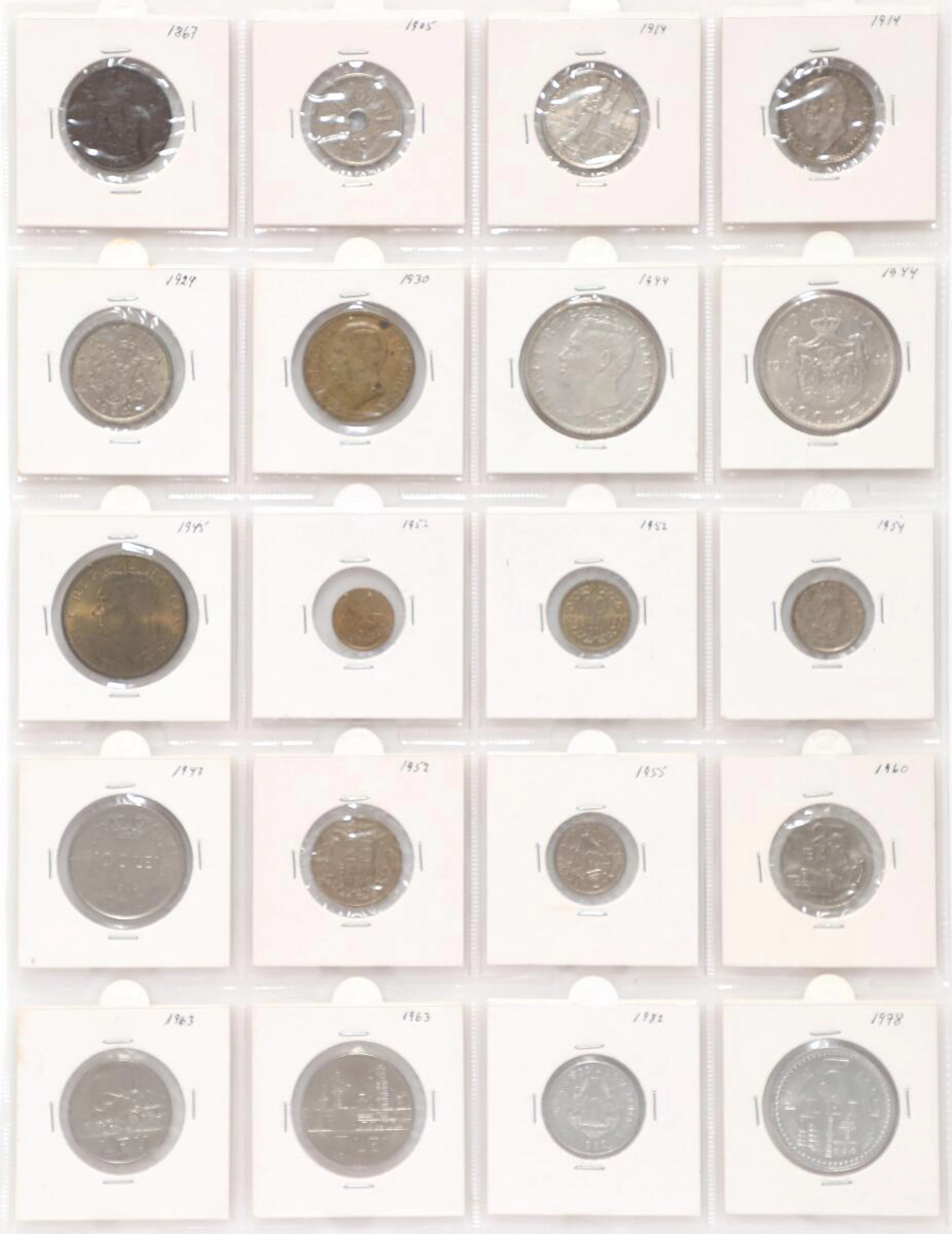 Romania, plastic side with collection of decimal coins from 1867 to 1982