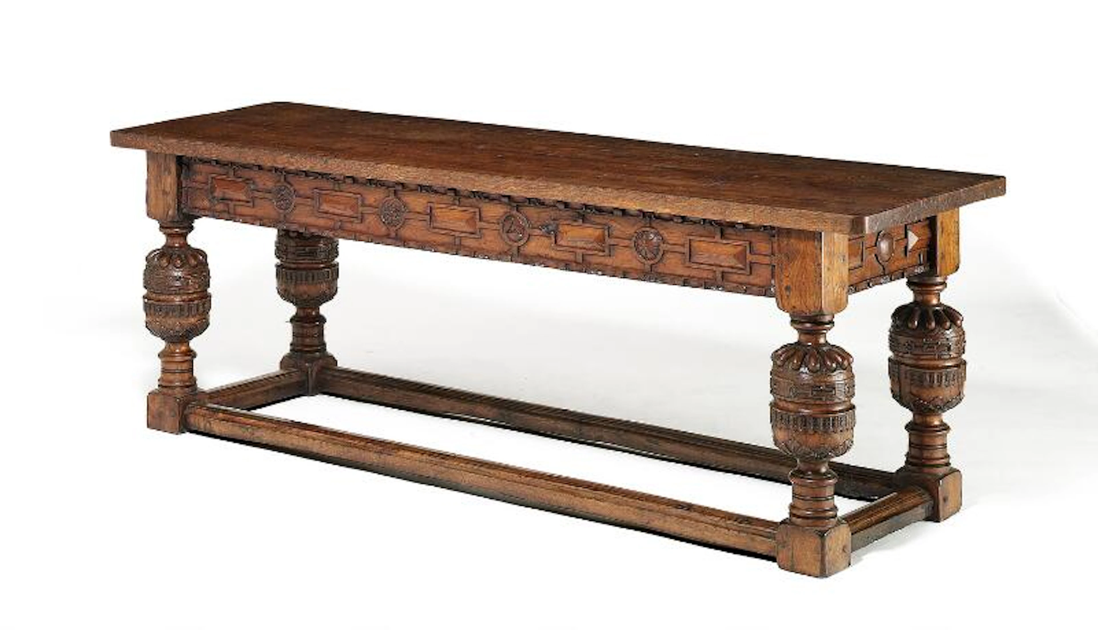 An English carved oak refectory table