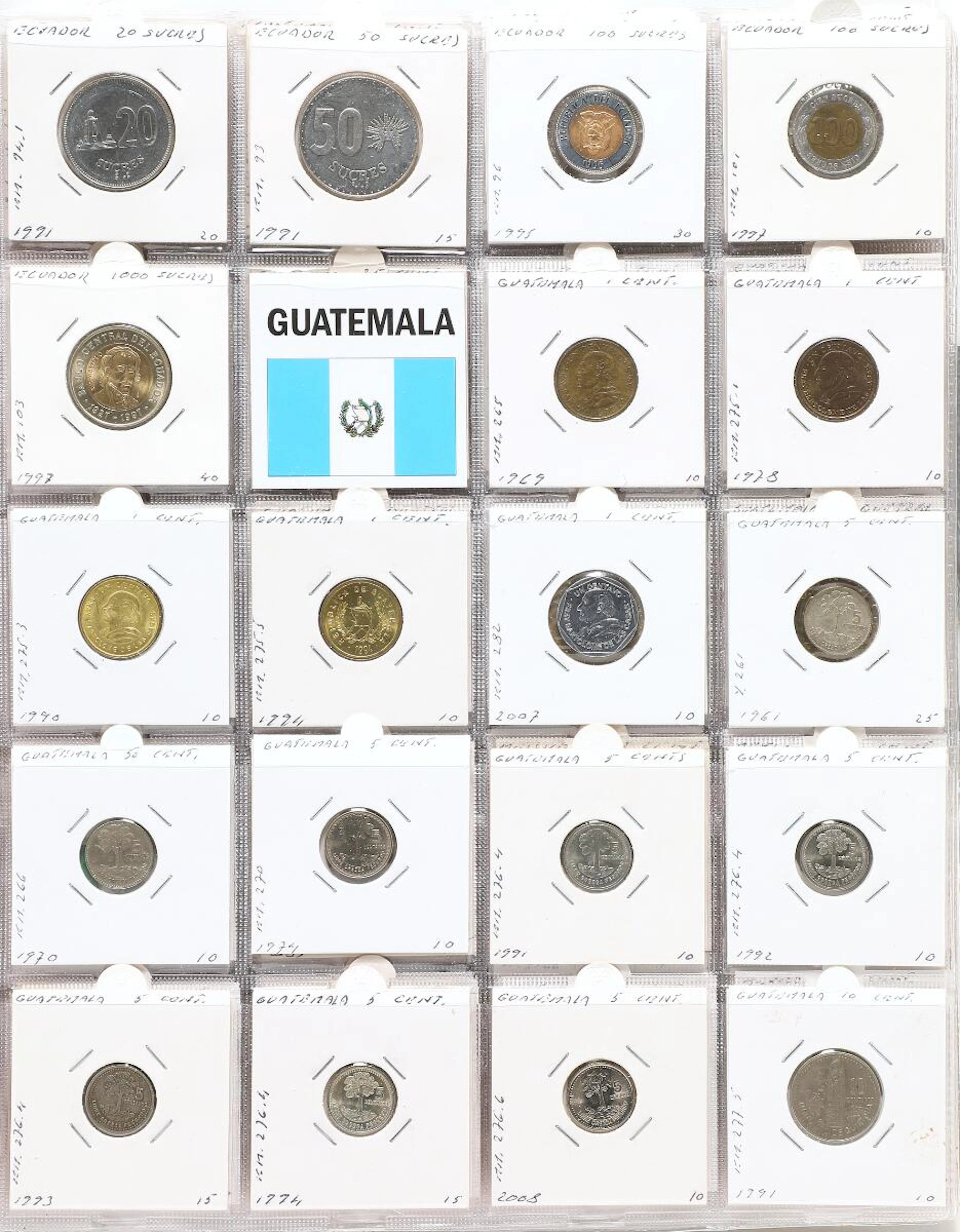Album with coins from Colombia