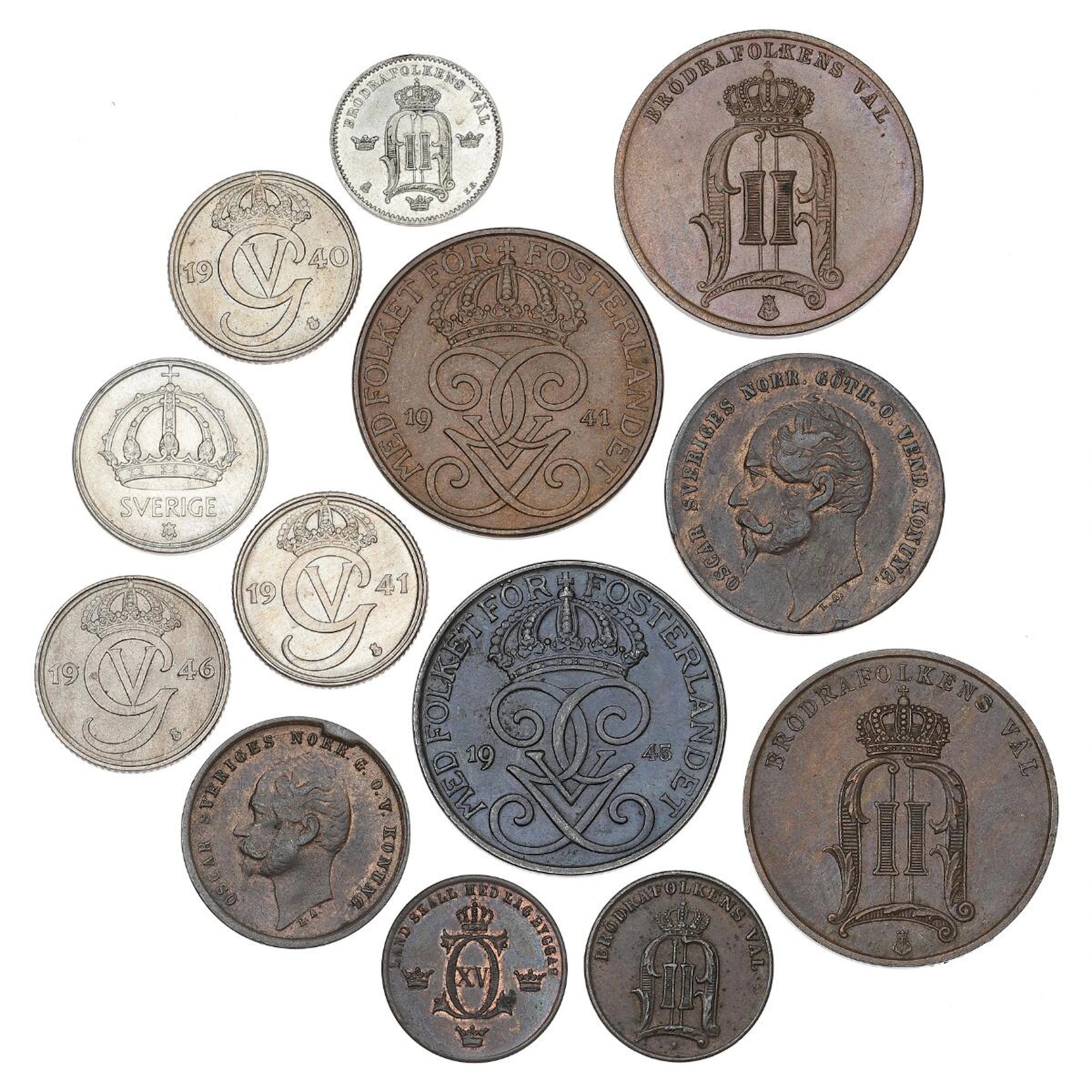 Sweden, collection of decimal coins in better condition