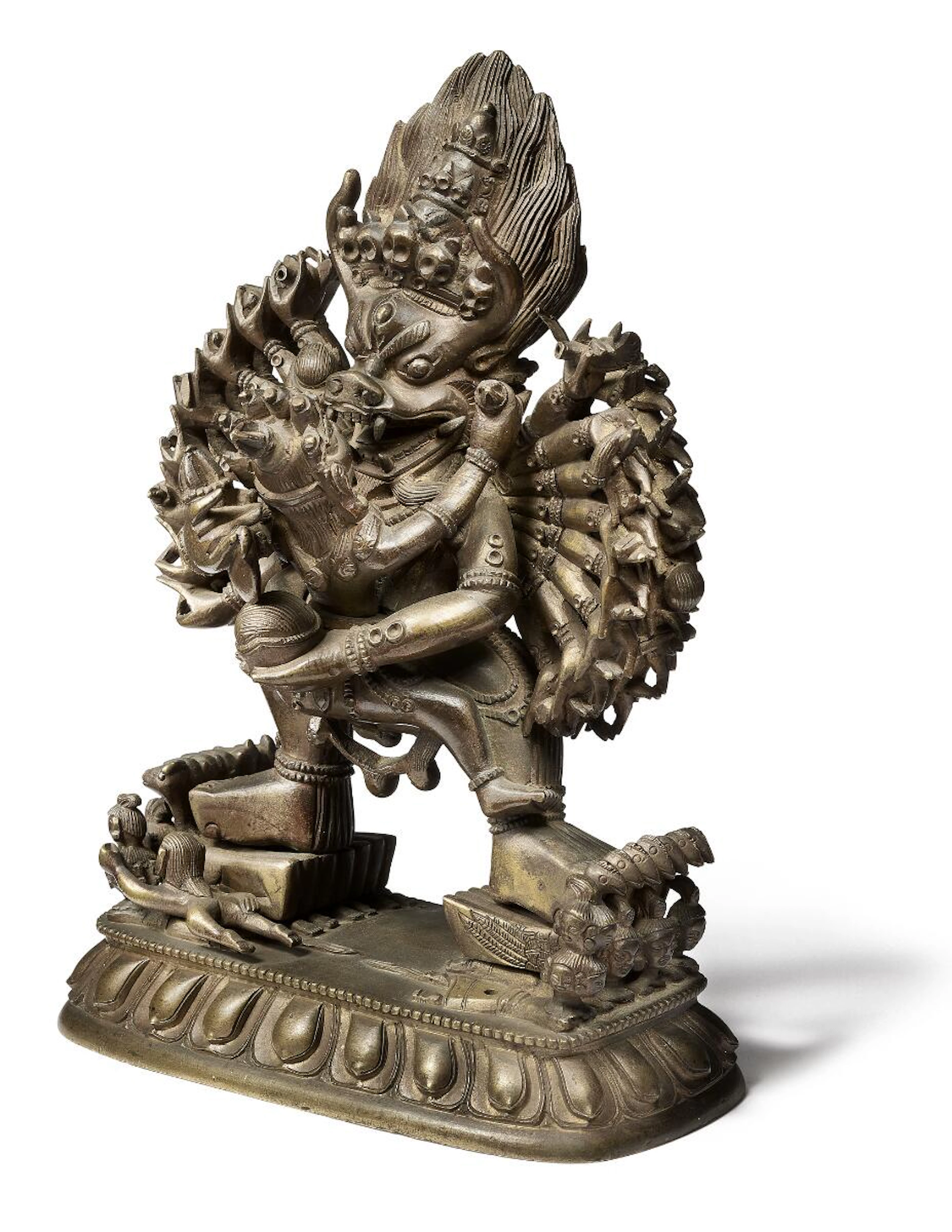 A Chinese copper alloy figure of Yamantaka Vajrabhairava...