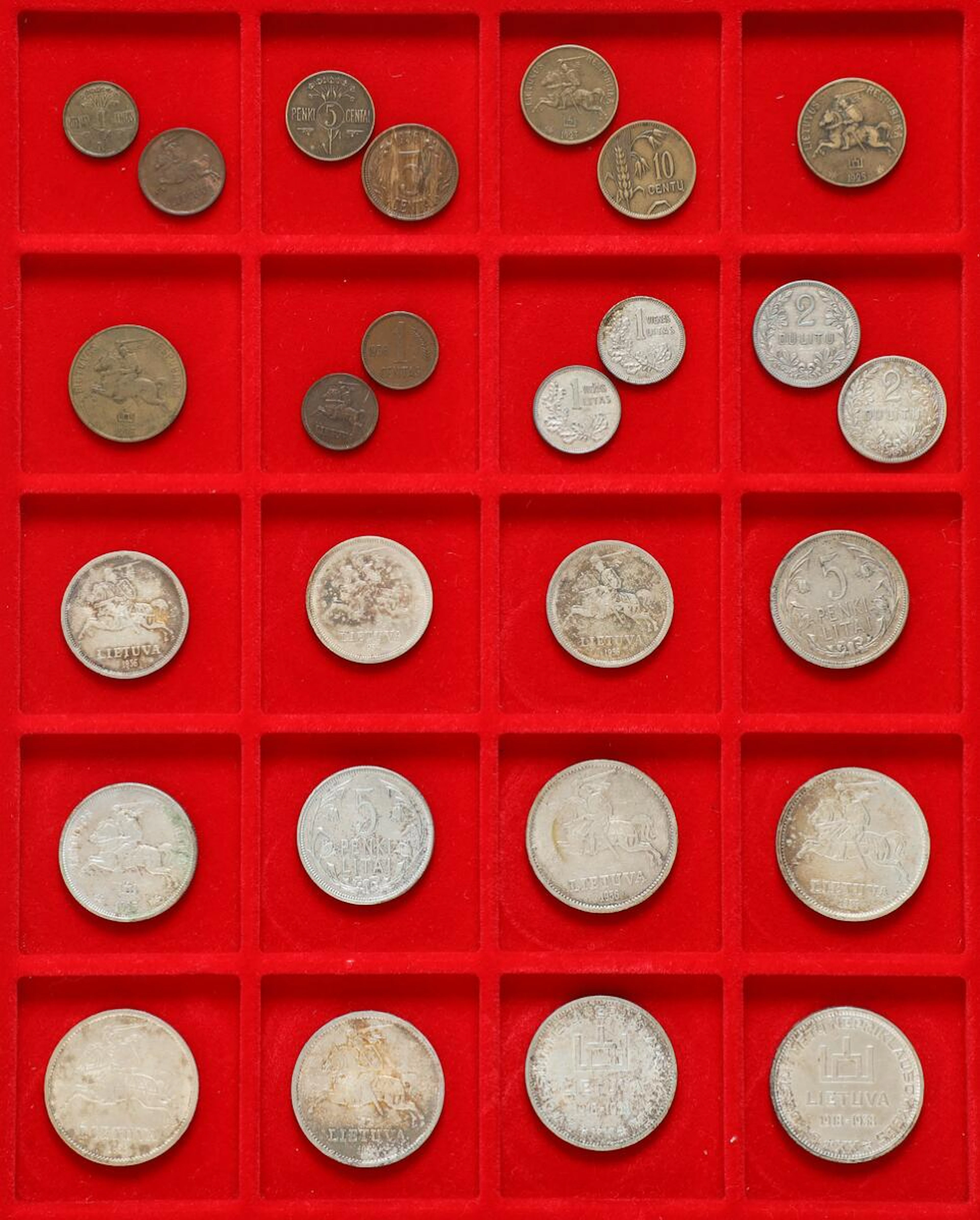 3 trays with collection of coins from Estonia