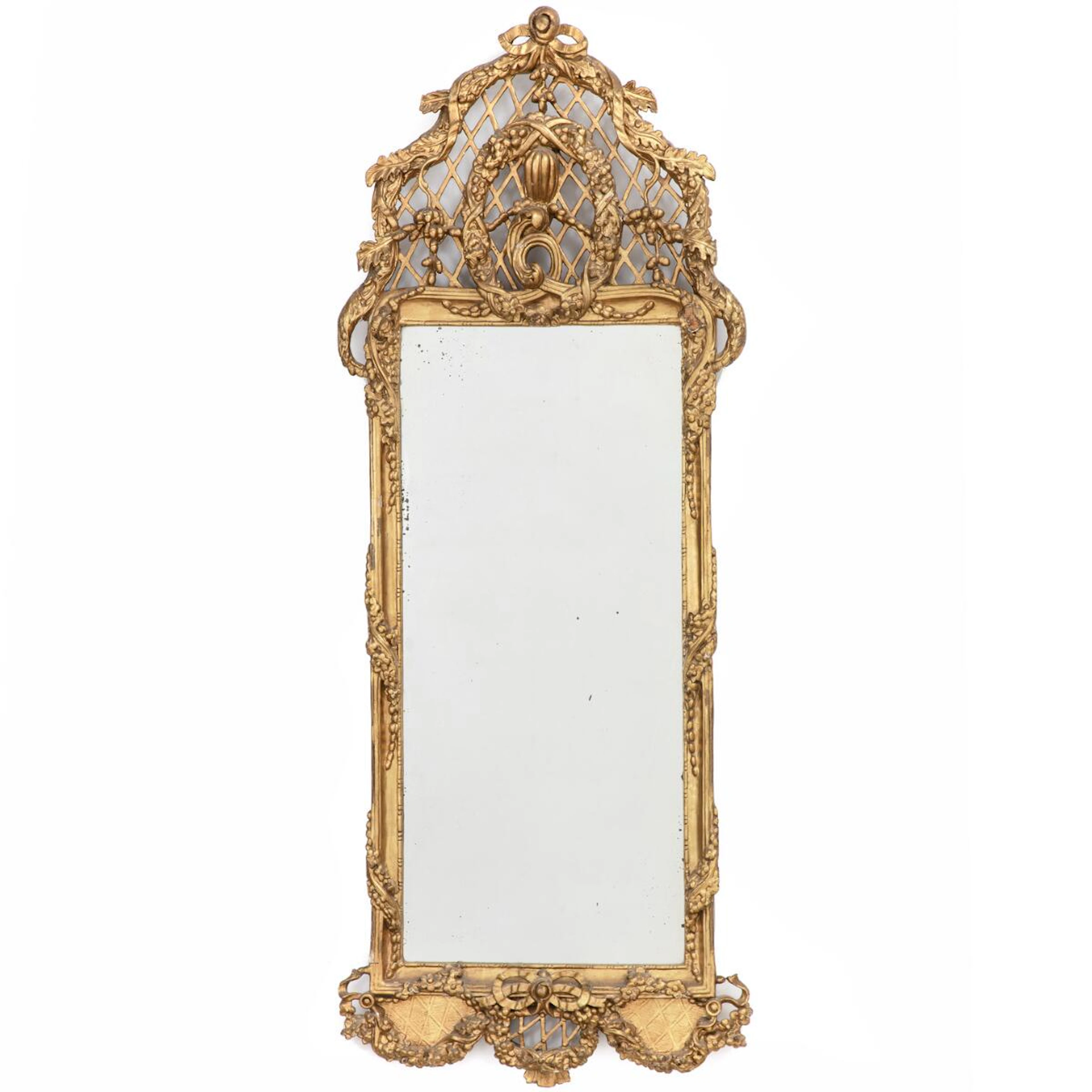 A Norwegian rococo/Louis XVI transition mirror with later gilding
