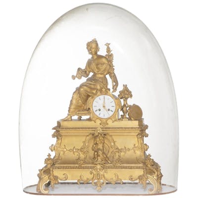 A large French gilt bronze clock