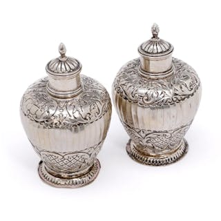 A pair of silver 19th century second half flasks
