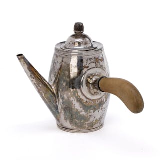 Danish silver coffee pot with wooden handle