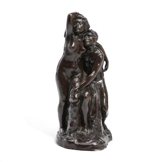 Patinated bronze figure group. Bronze caster L. Rasmussen. H. 32 cm.