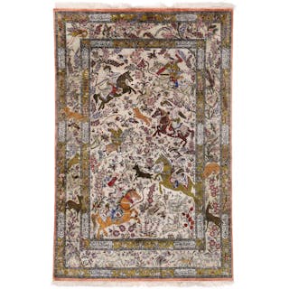 A Qum full silk rug