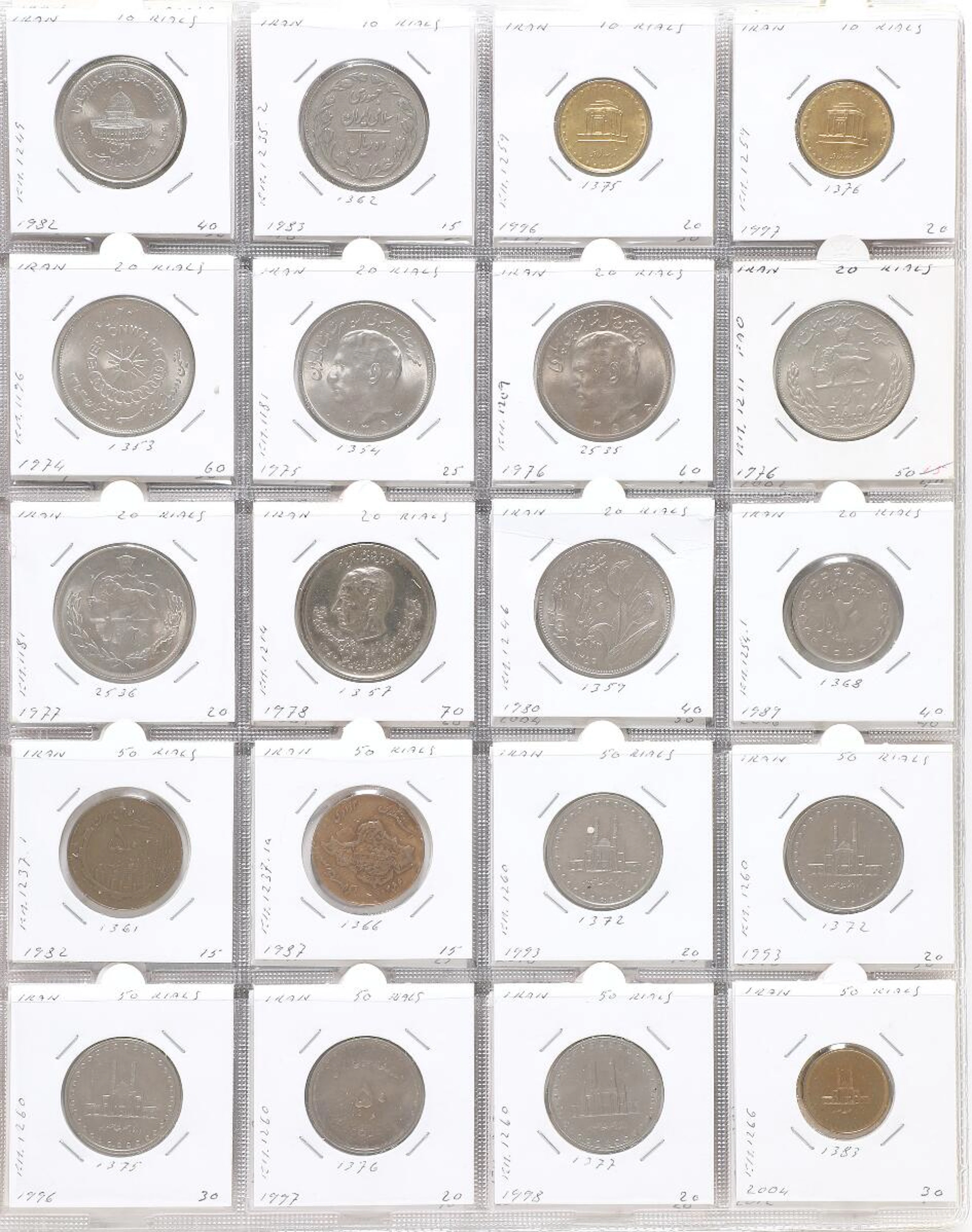 Album with collection of coins from Iran