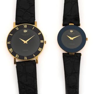 Raymond Weil: Two Othello wristwatches of gold plated steel. Quartz