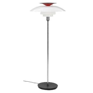 Poul Henningsen: "PH 80". Floor lamp with white acrylic shades. Manufactured