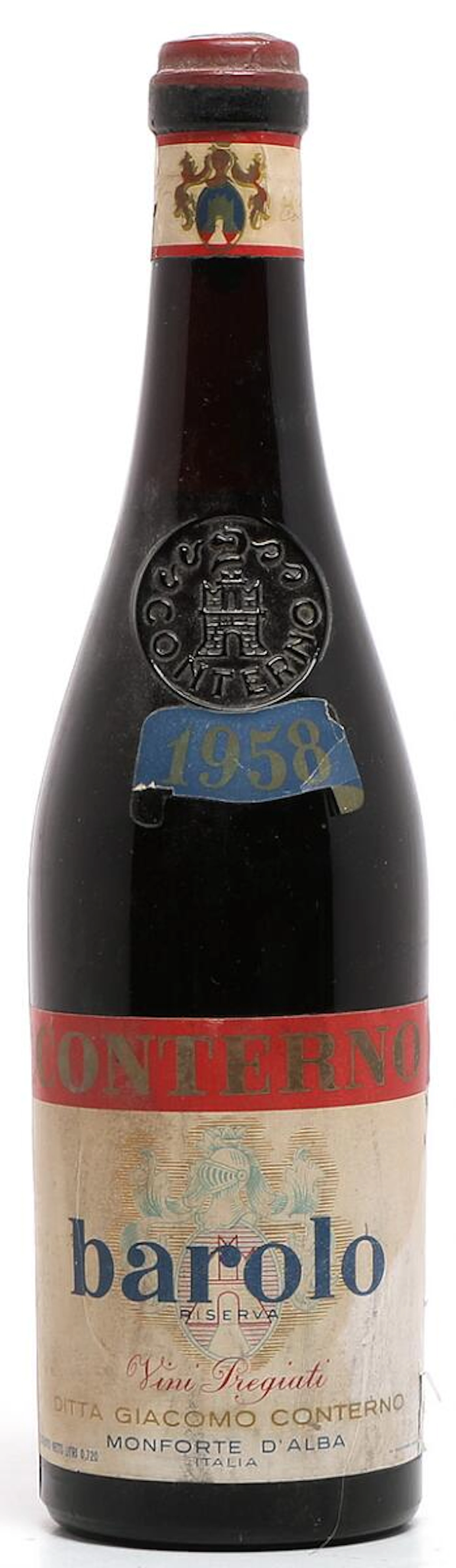 1 bt. Barolo Riserva “Vini Pregiati”, Giacomo Conterno 1958 A (hf/in).