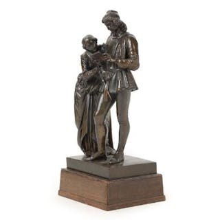 Max von Widnmann: Patinated bronze figure group with a woman and a