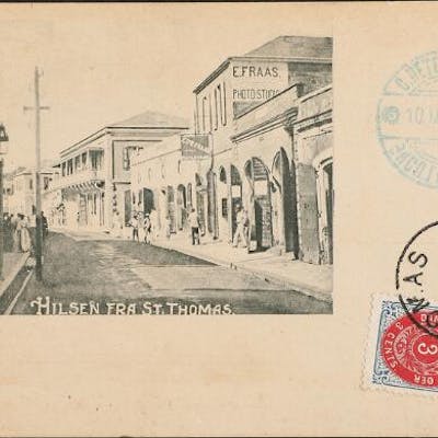 1898. 3 cents, 9.print. Single on postcard from ST. THOMAS 4.7.1899