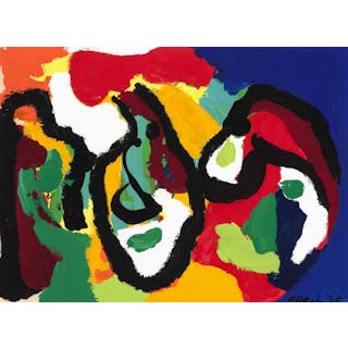 Karel Appel: Untitled, 1975. Signed Appel 75. Acrylic on paper laid