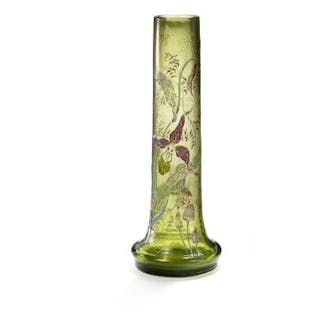 Emile Gallé: An early "Cristallerie" vase of moss green glass with
