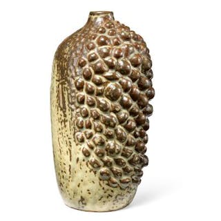 Axel Salto: A round stoneware vase modelled with narrow mouth and