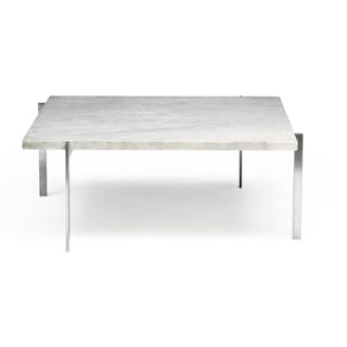 Poul Kjærholm: “PK 61”. A square coffee table with chromed steel frame.