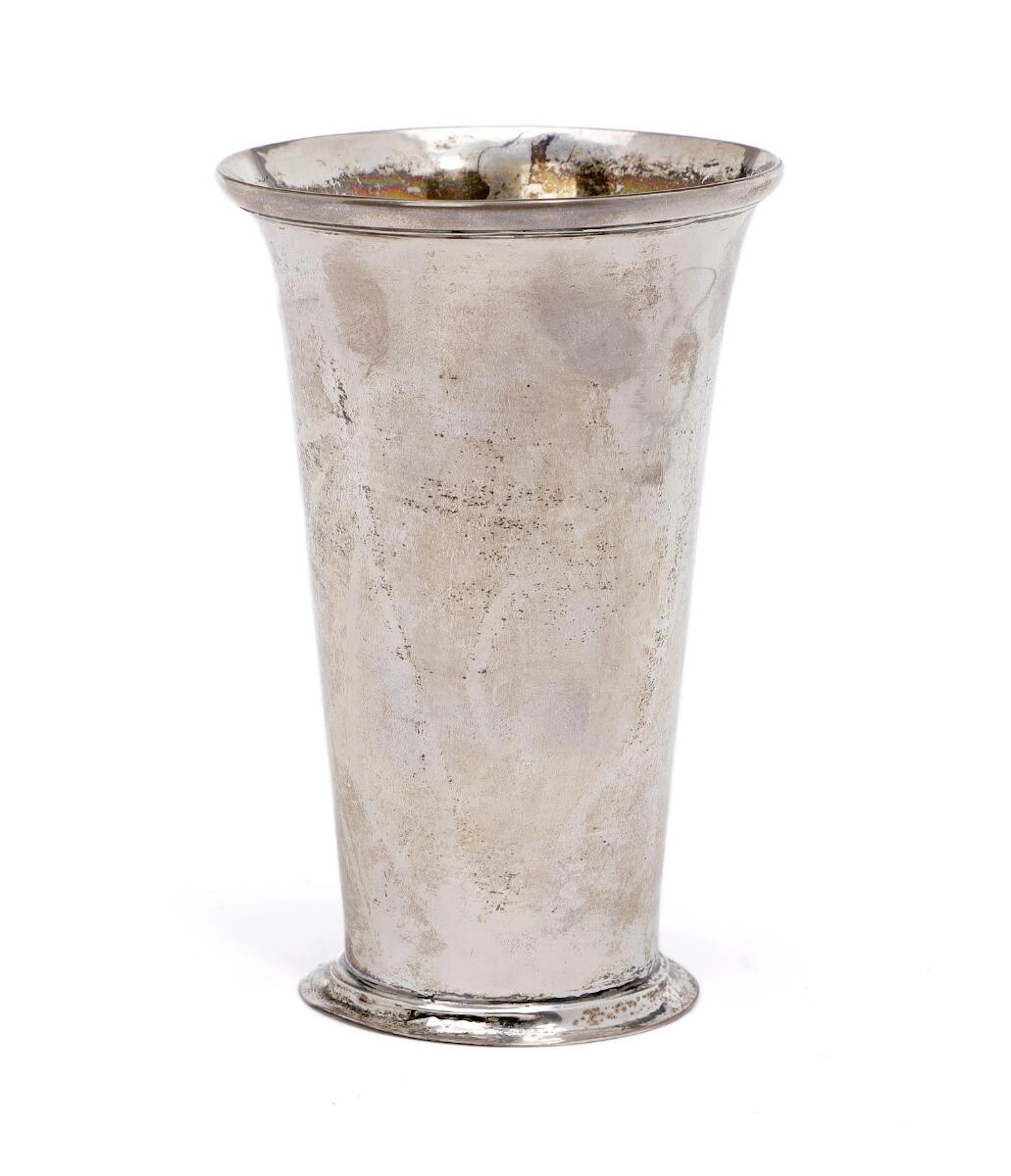 Conical shaped silver beaker