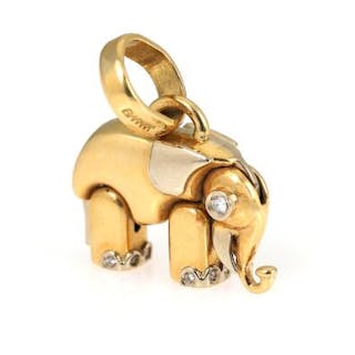 A diamond pendant in the shape of an elephant set with numerous brilliant-cut