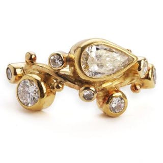 Josephine Bergsøe: A "Seafire" diamond ring set with numerous diamonds