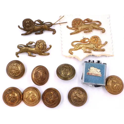 The Kings Own Royal Regiment uniform buttons and cap badges ... | Barnebys