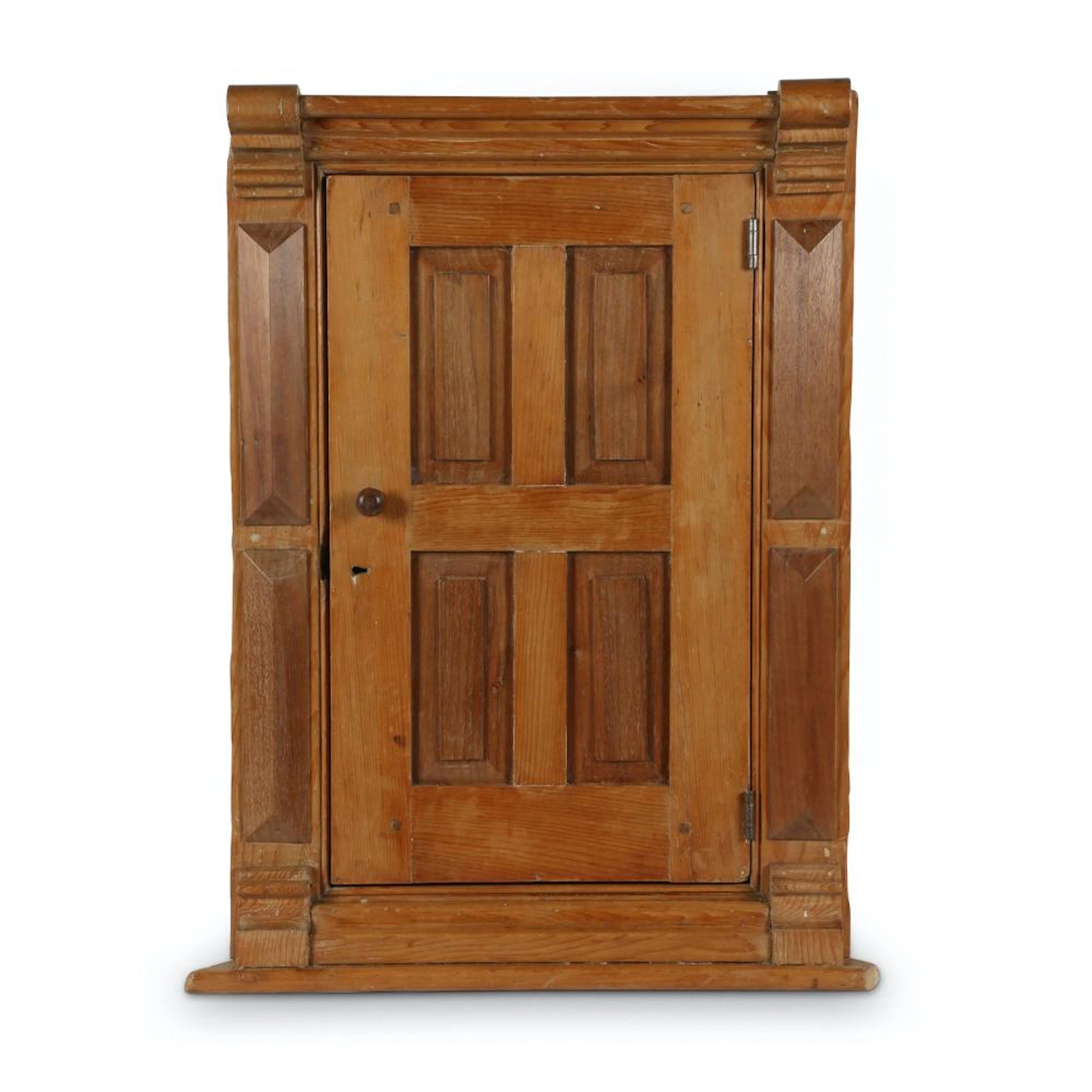 Small Pine Architectural Hanging Corner Cupboard