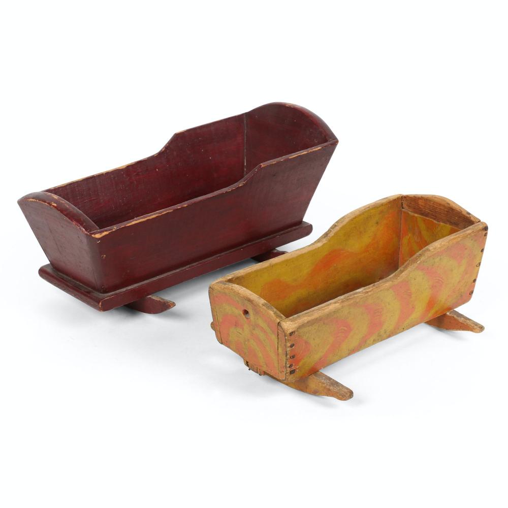 Painted Pine Doll Cradles