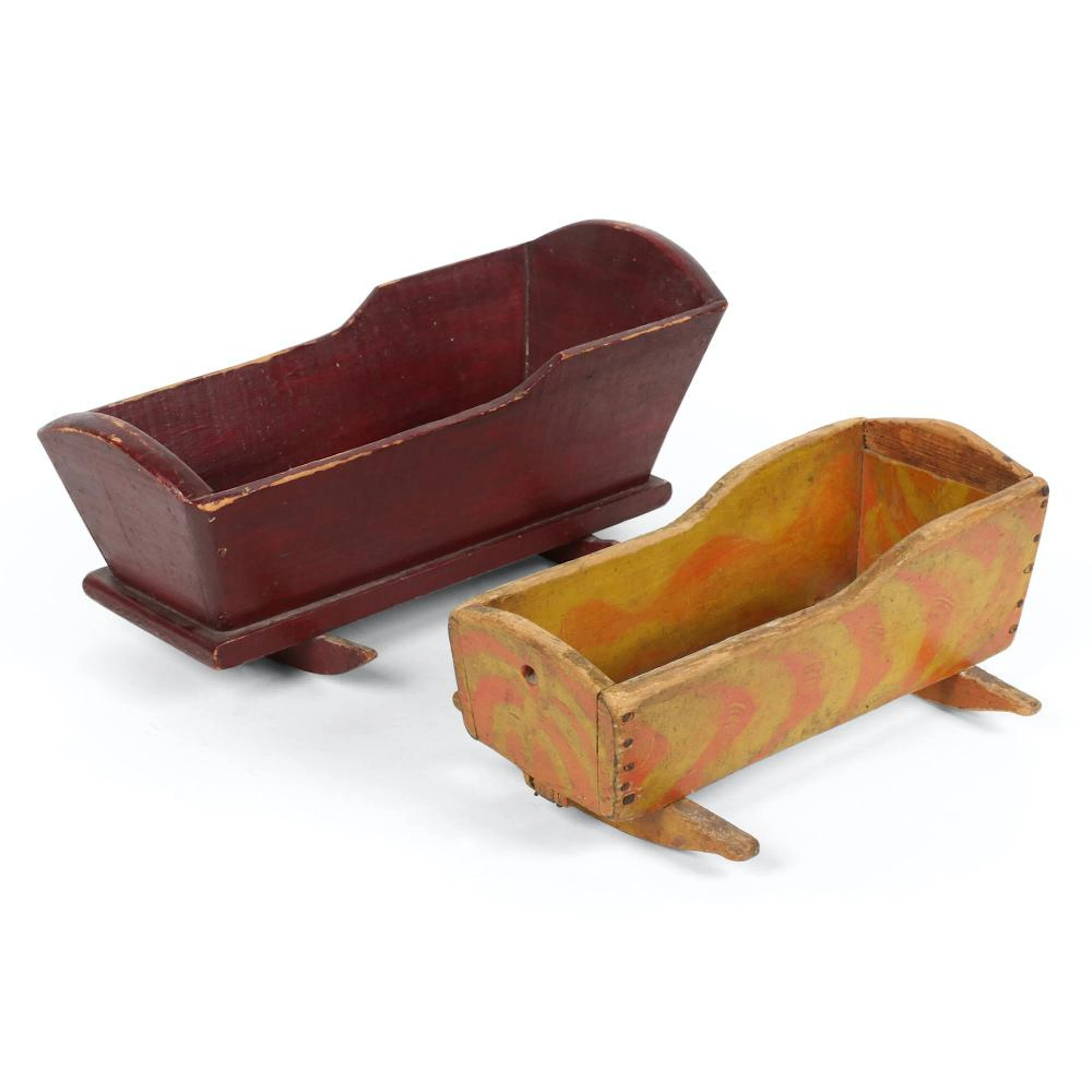 Painted Pine Doll Cradles