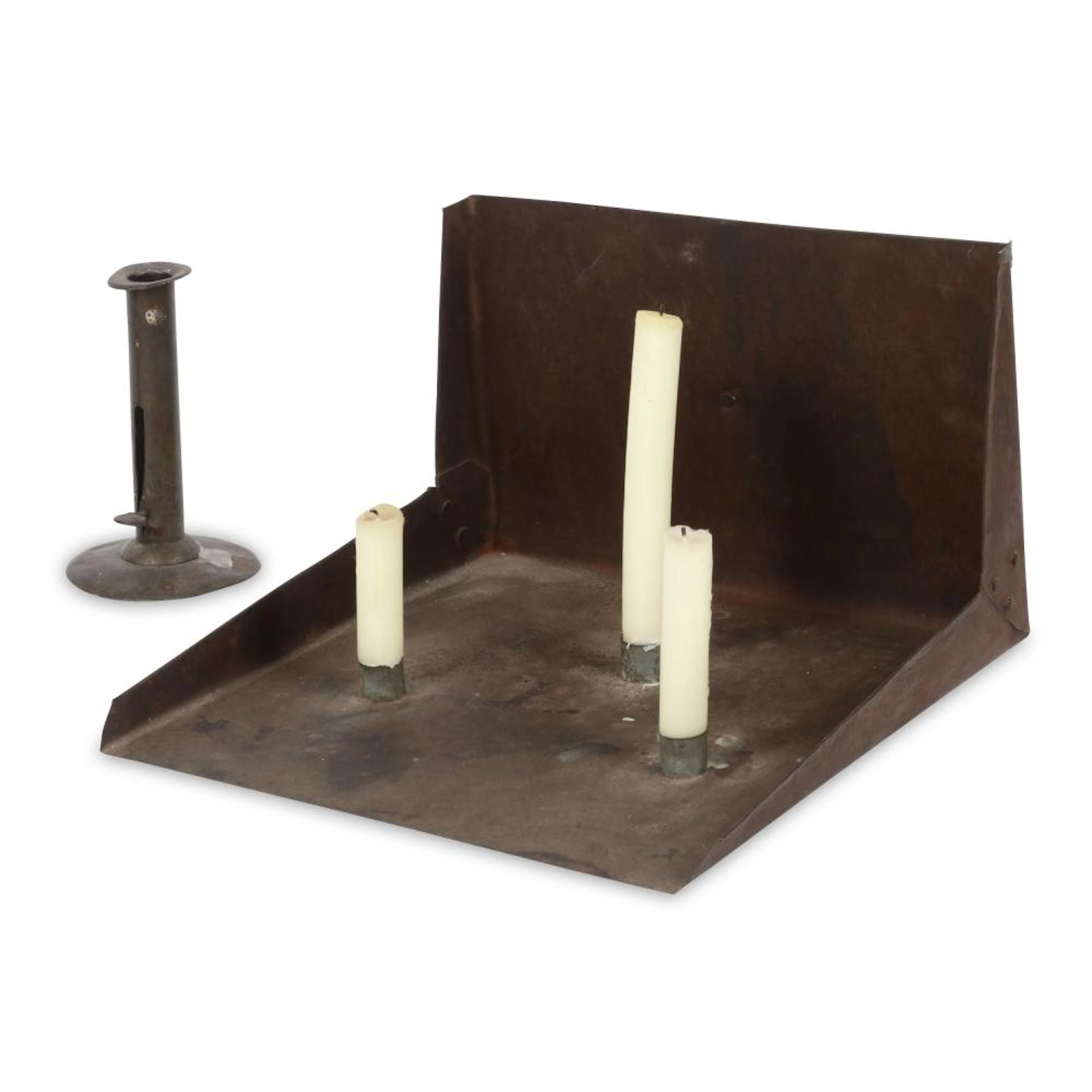 Primitive Quebec Tin Candle Holders