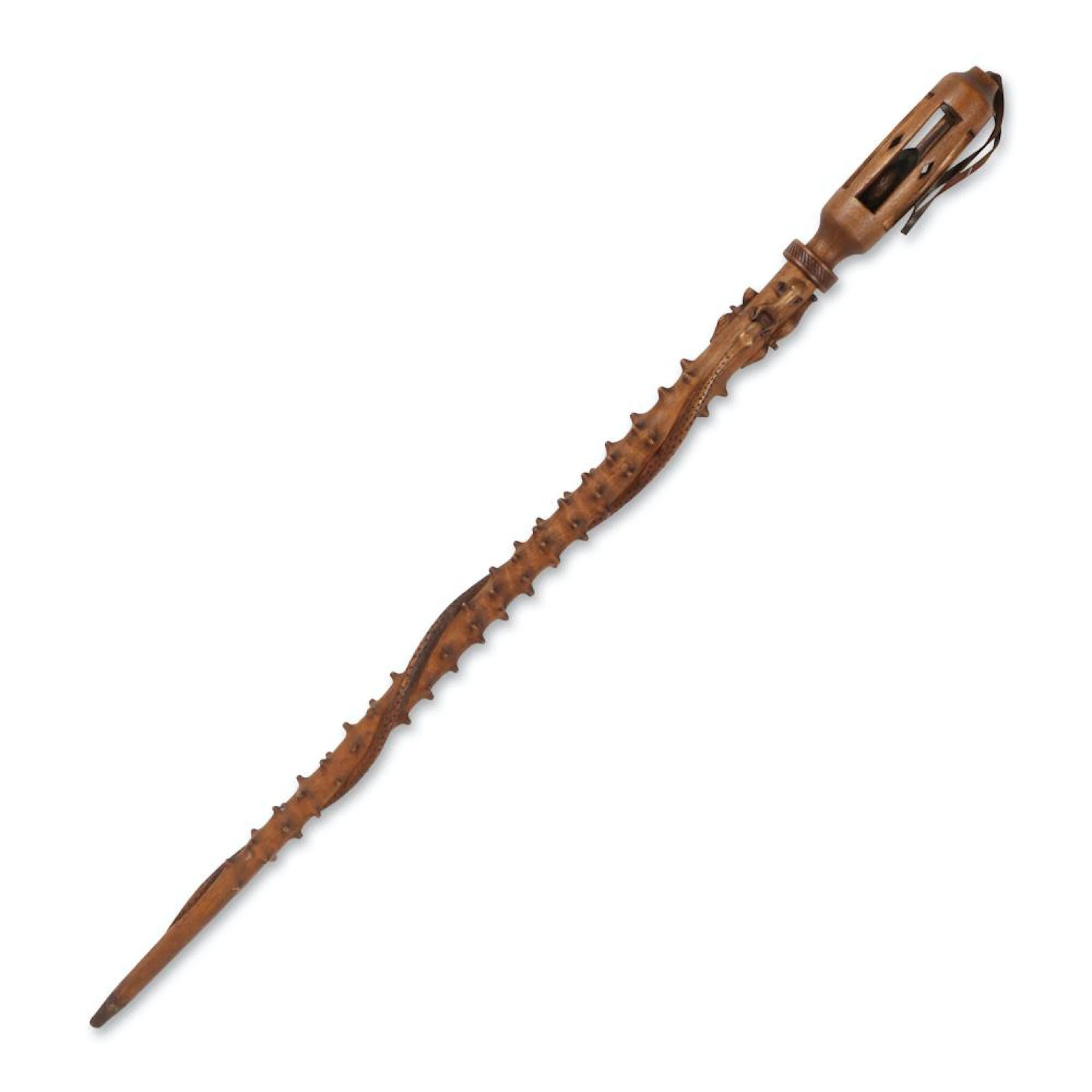 Snake chasing Frog Folk Art Cane/Walking Stick