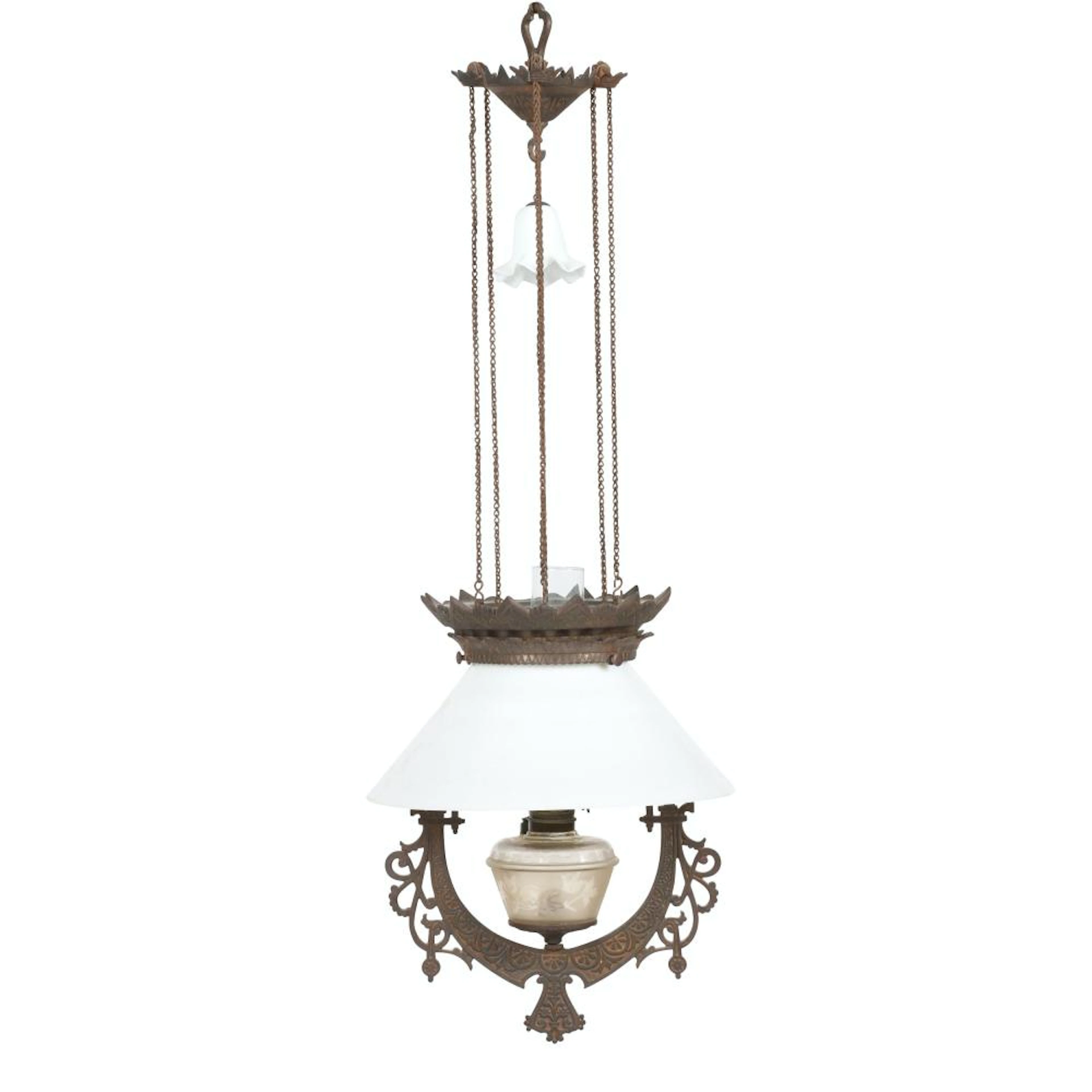 Cast Iron Beaver Font Hanging Oil Lamp