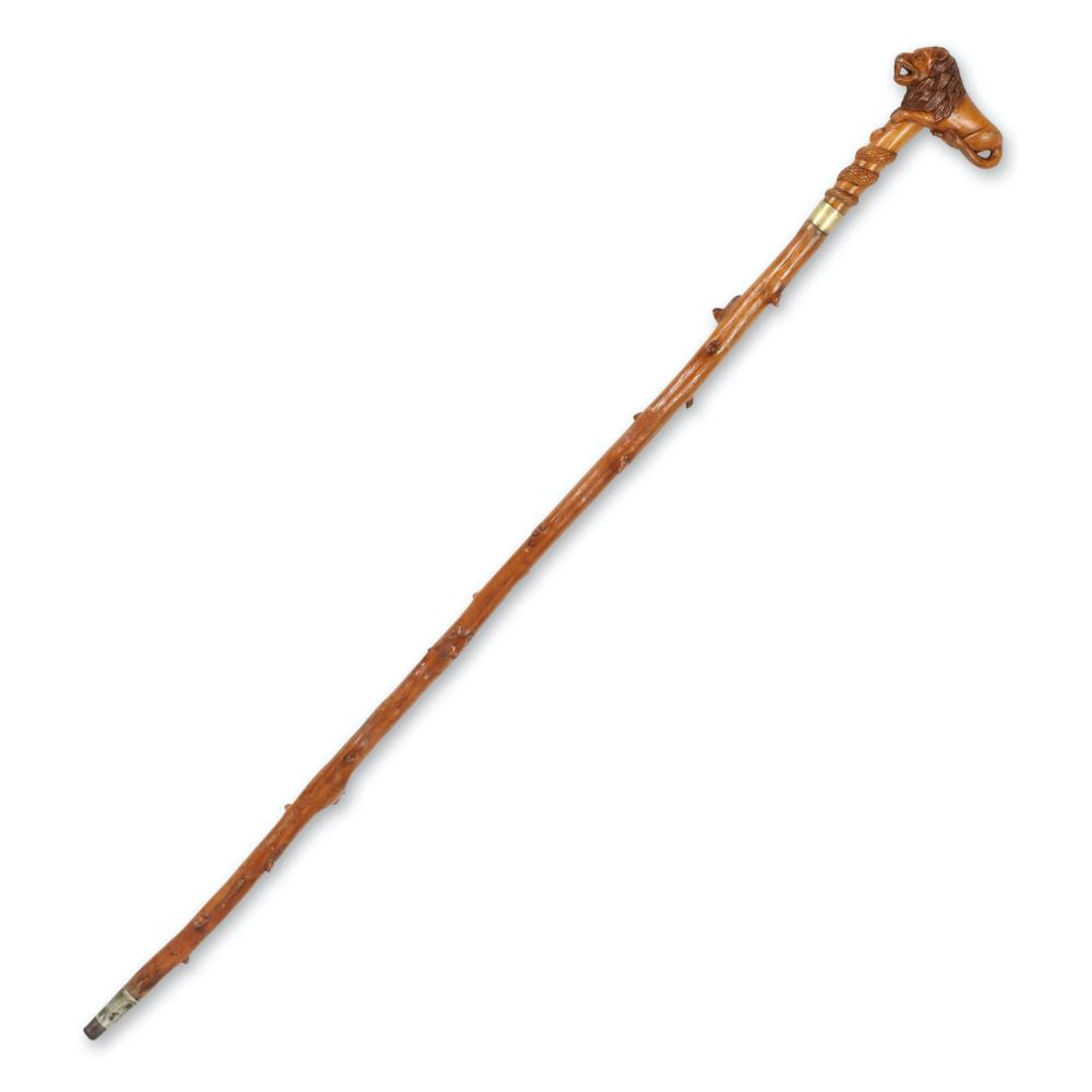 Lion in Repose Folk Art Cane/Walking Stick