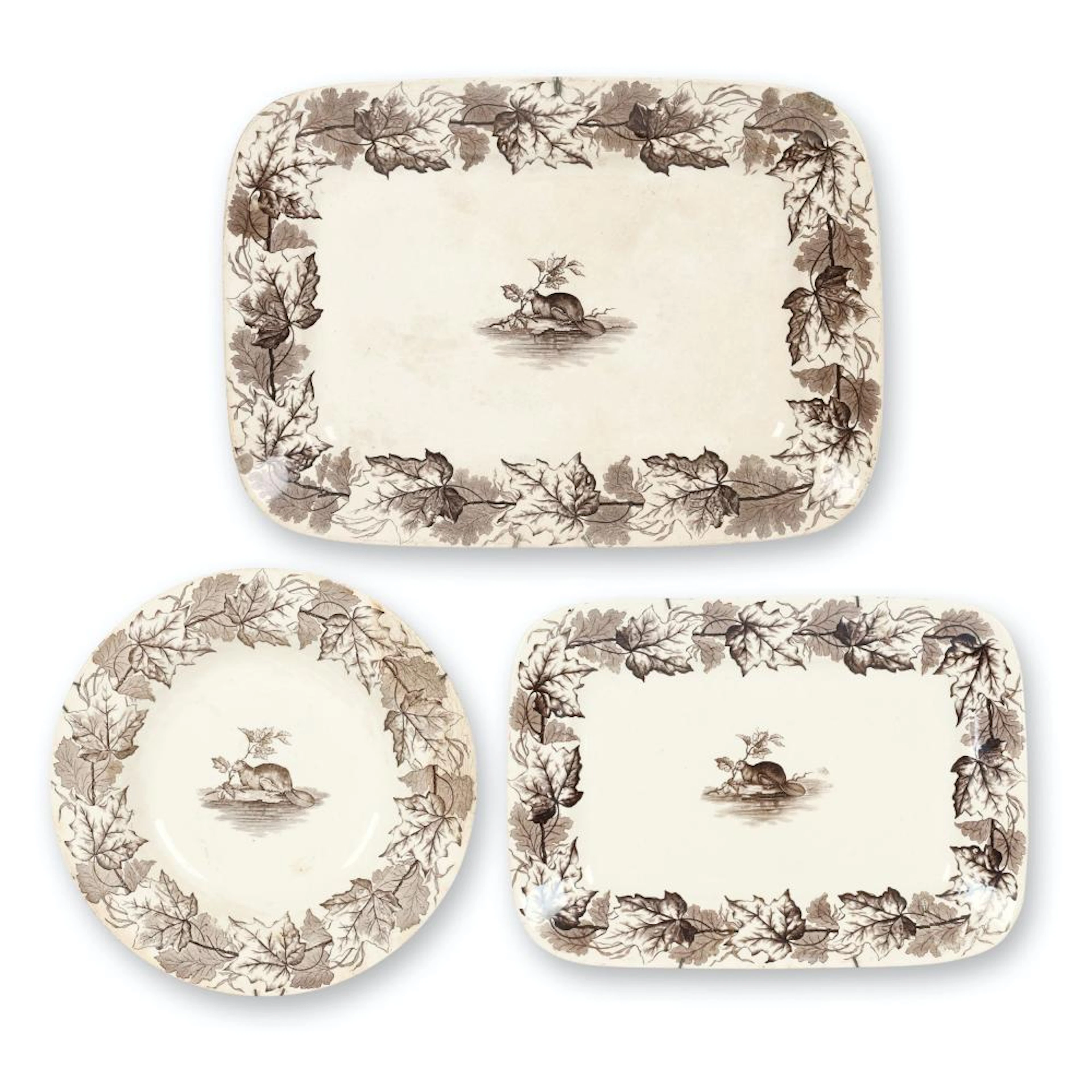 Furnival Maple Pattern Platters and Soup Bowl