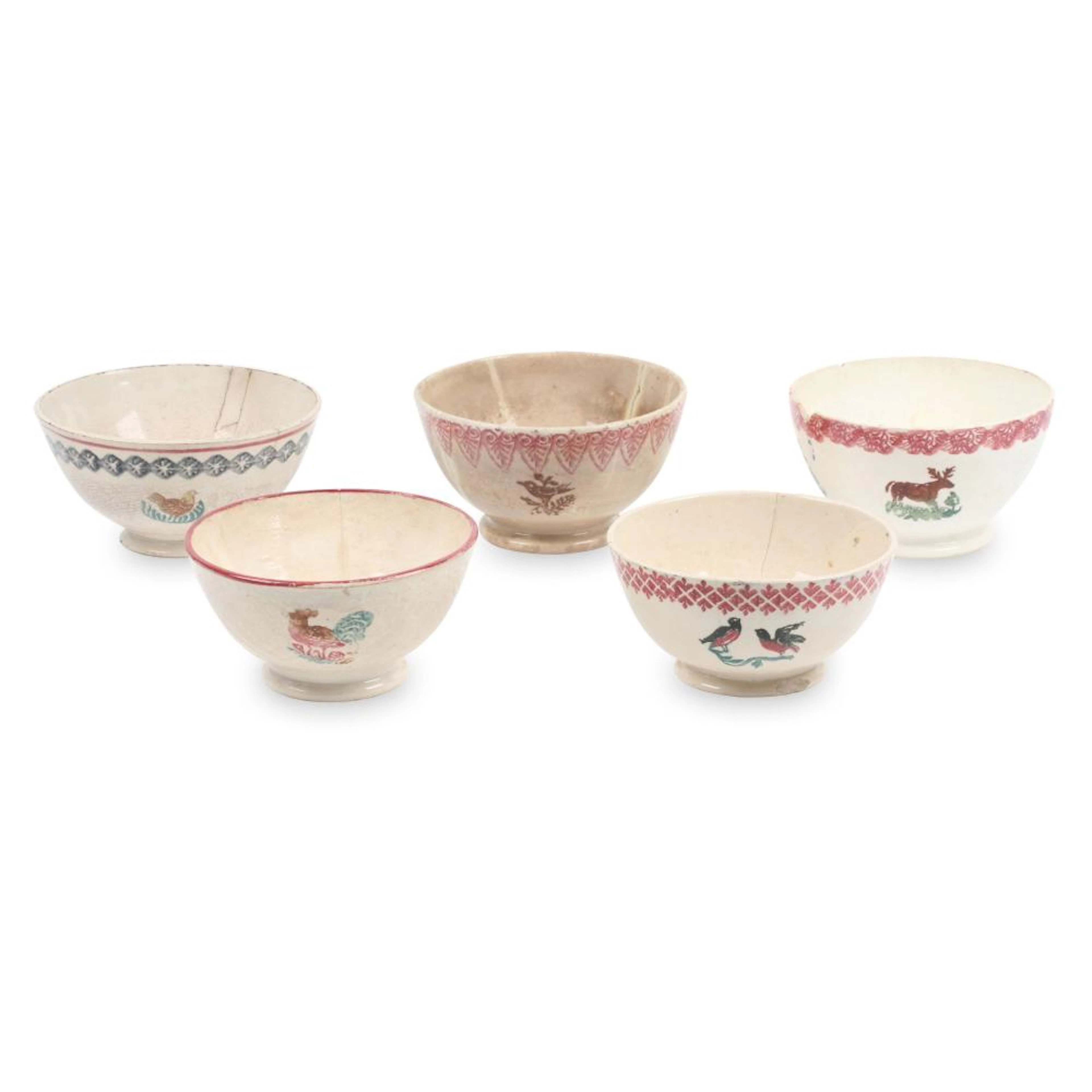 Port Neuf Sponge Decorated Animal Bowls