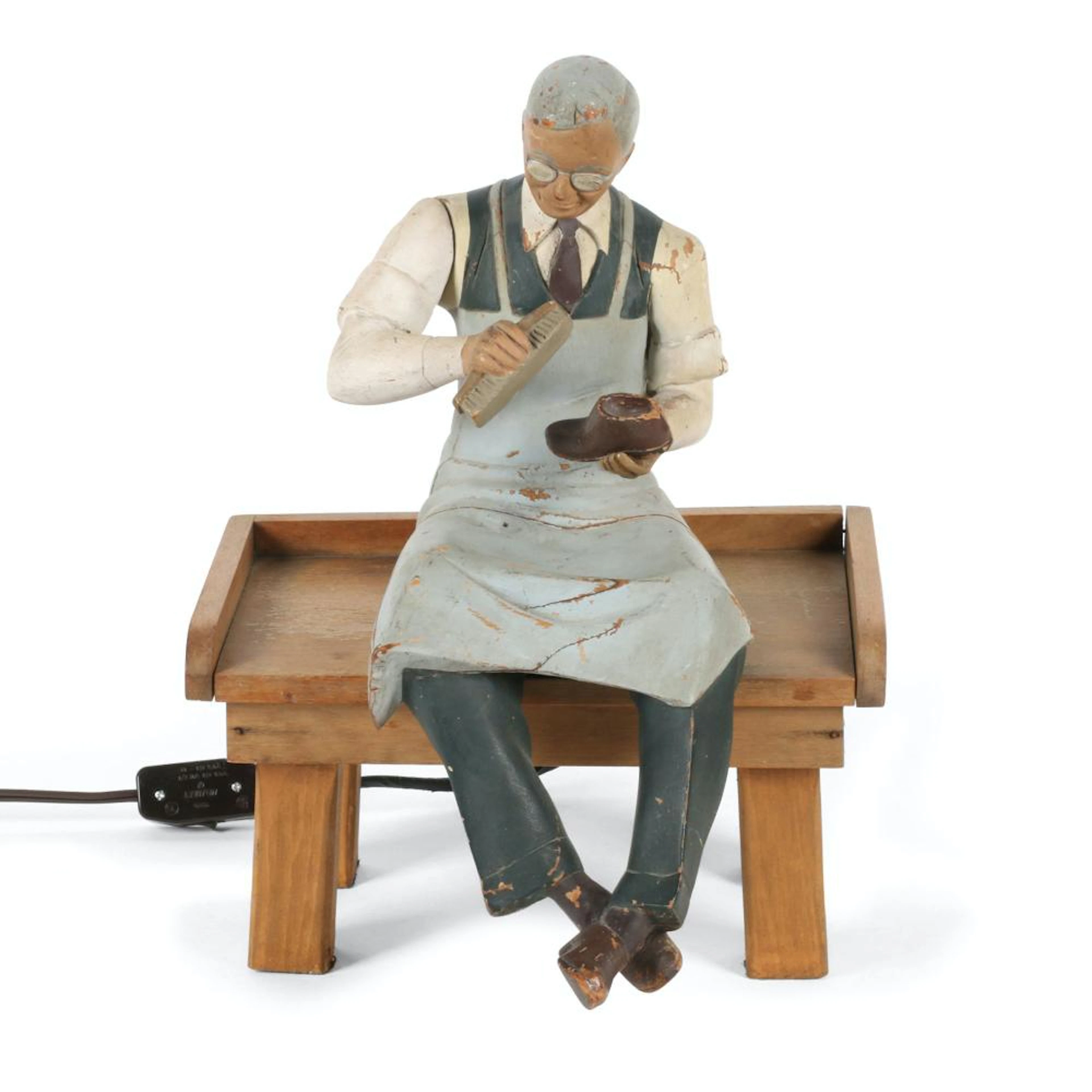 Carved Wood Shoe Shine Automaton