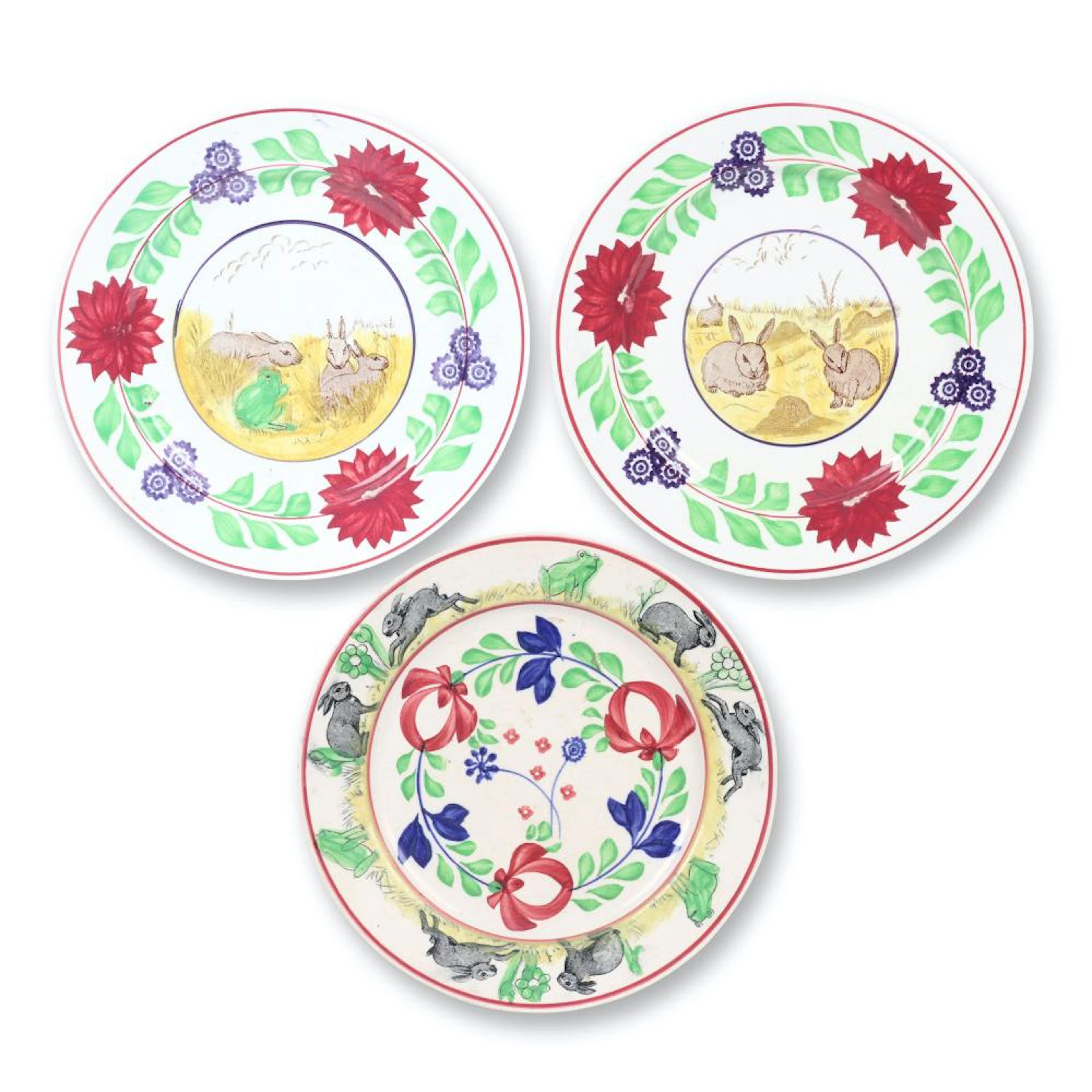 Stick Decorated Rabbit Plates