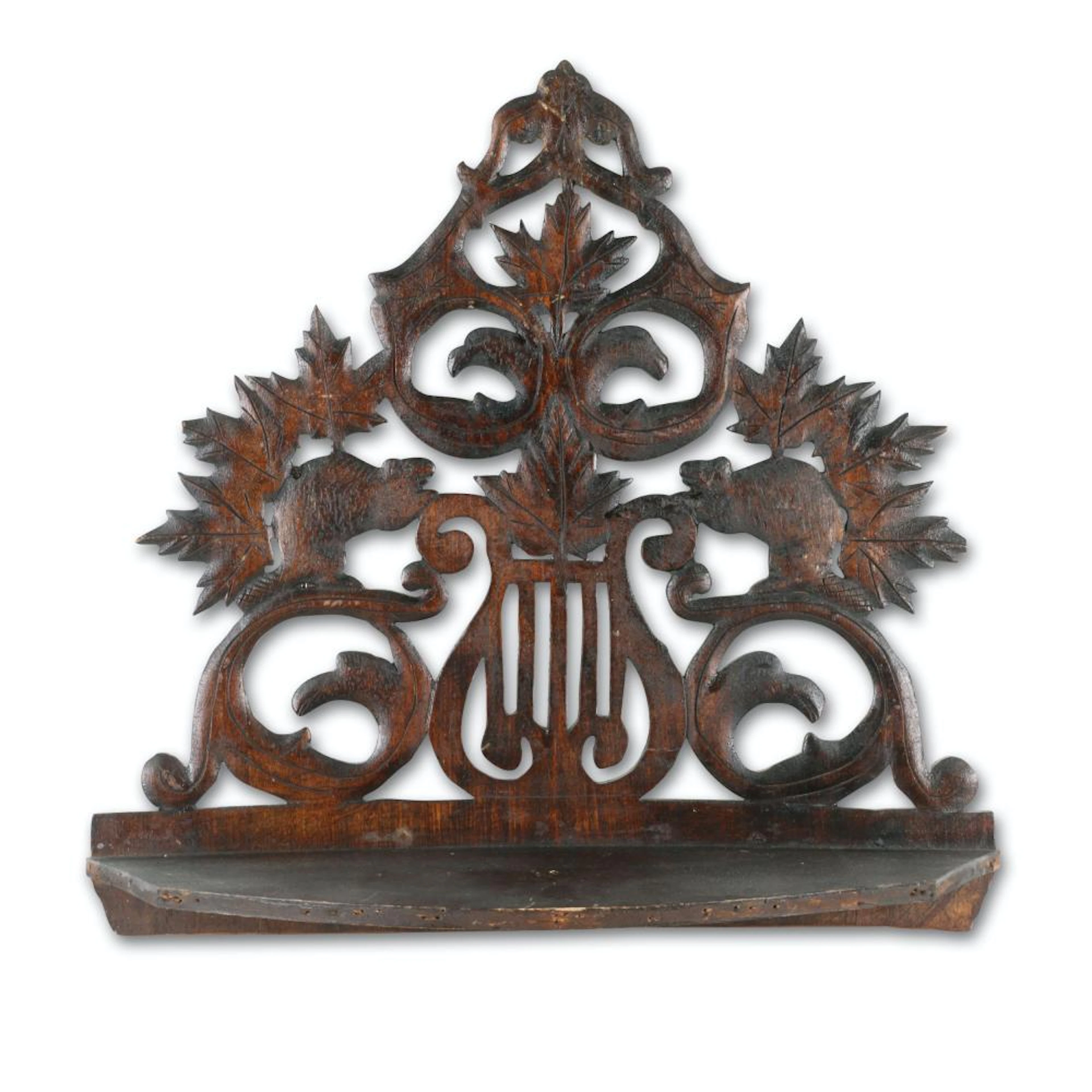 Beaver & Maple Leaves Folk Art Wall Shelf