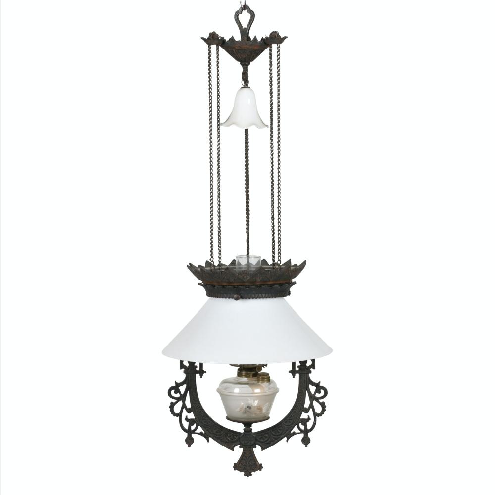 Cast Iron Beaver Font Hanging Oil Lamp