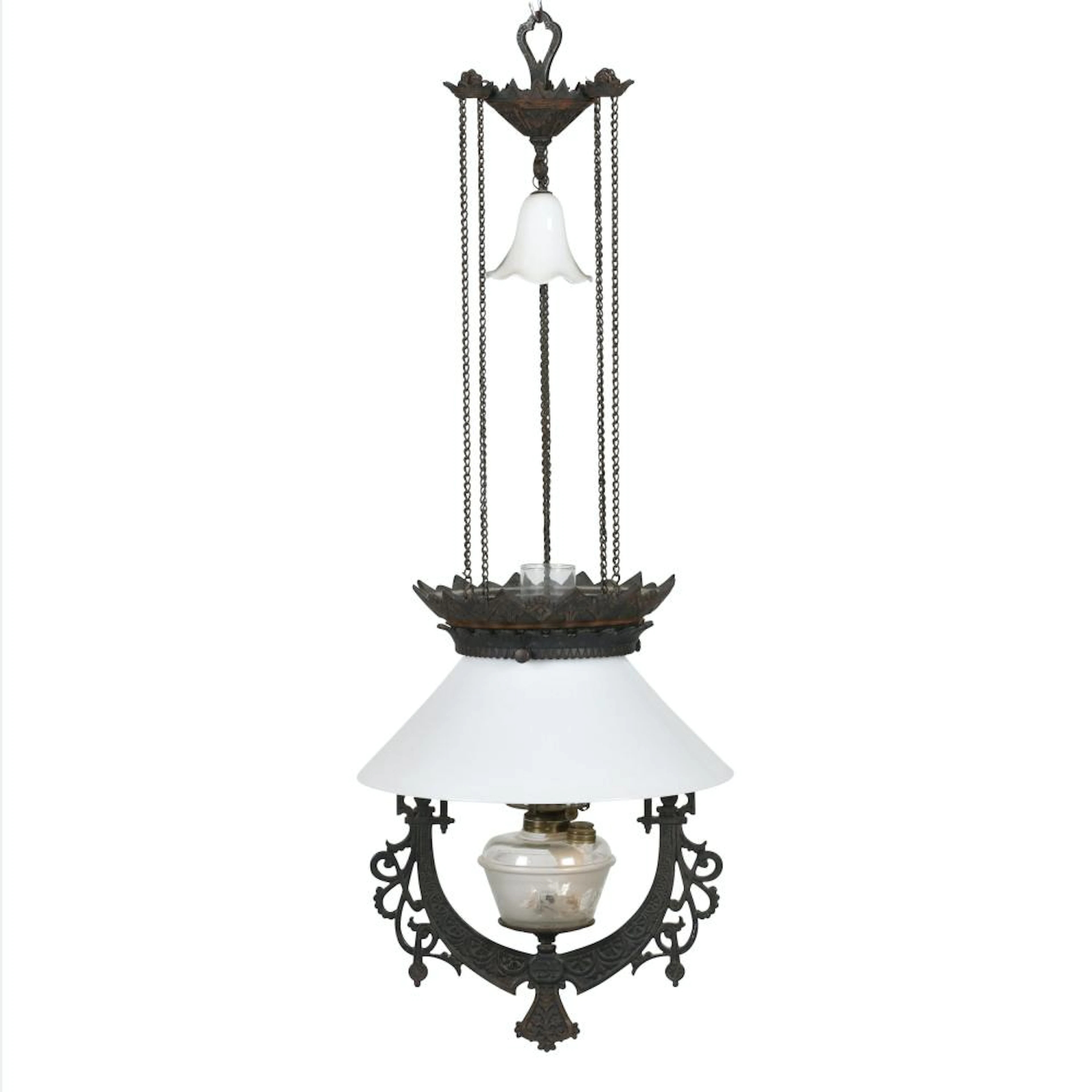 Cast Iron Beaver Font Hanging Oil Lamp