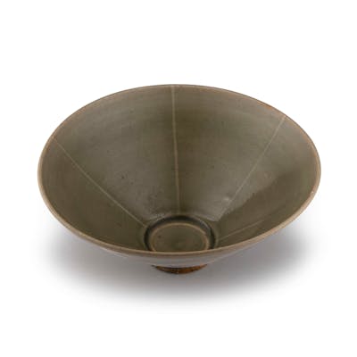 A Chinese ‘Yaozhou’ celadon conical bowl, Song Dynasty
