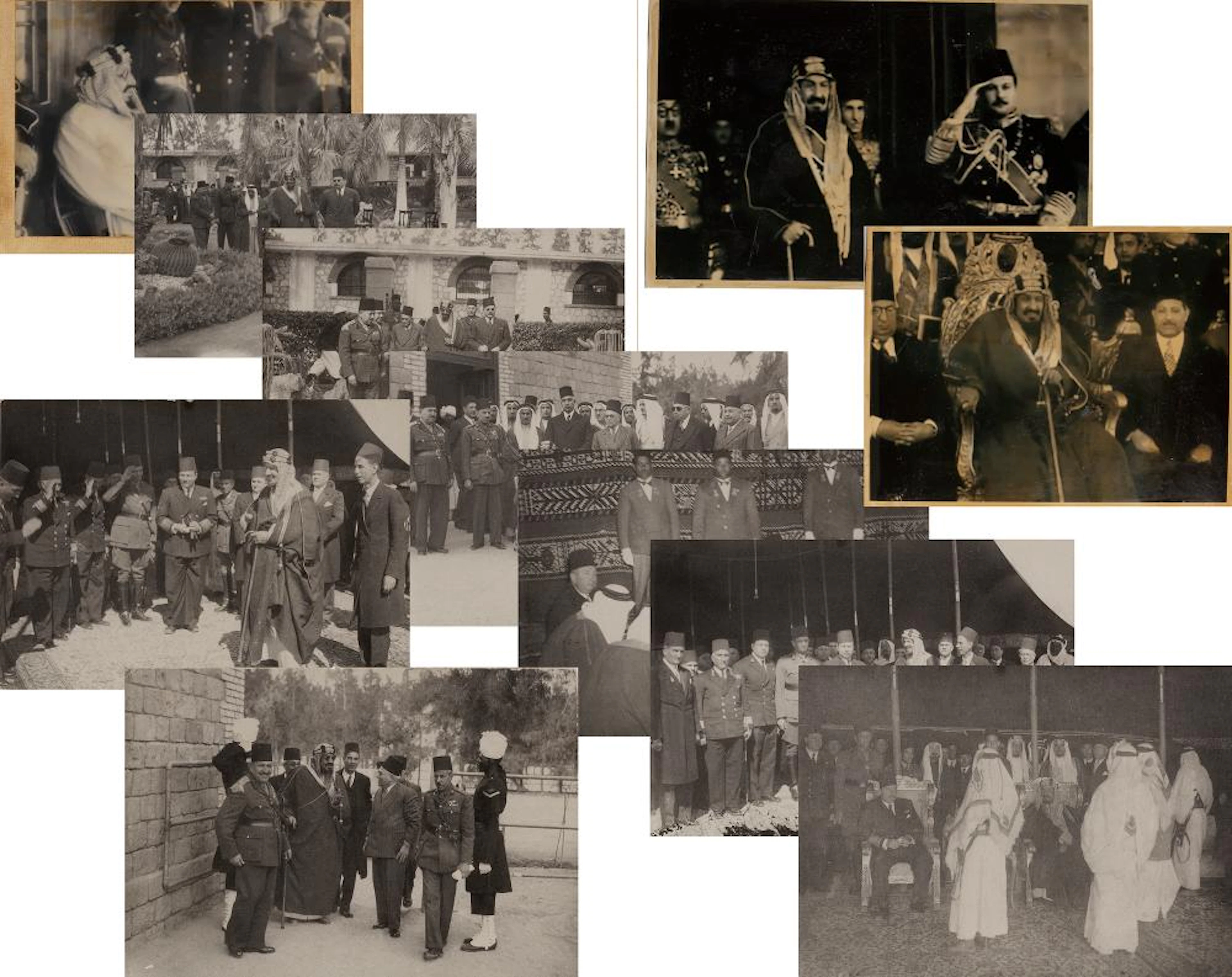 A COLLECTION OF ELEVEN OLD PICTURES OF KING ABDULAZIZ AL SAUD
