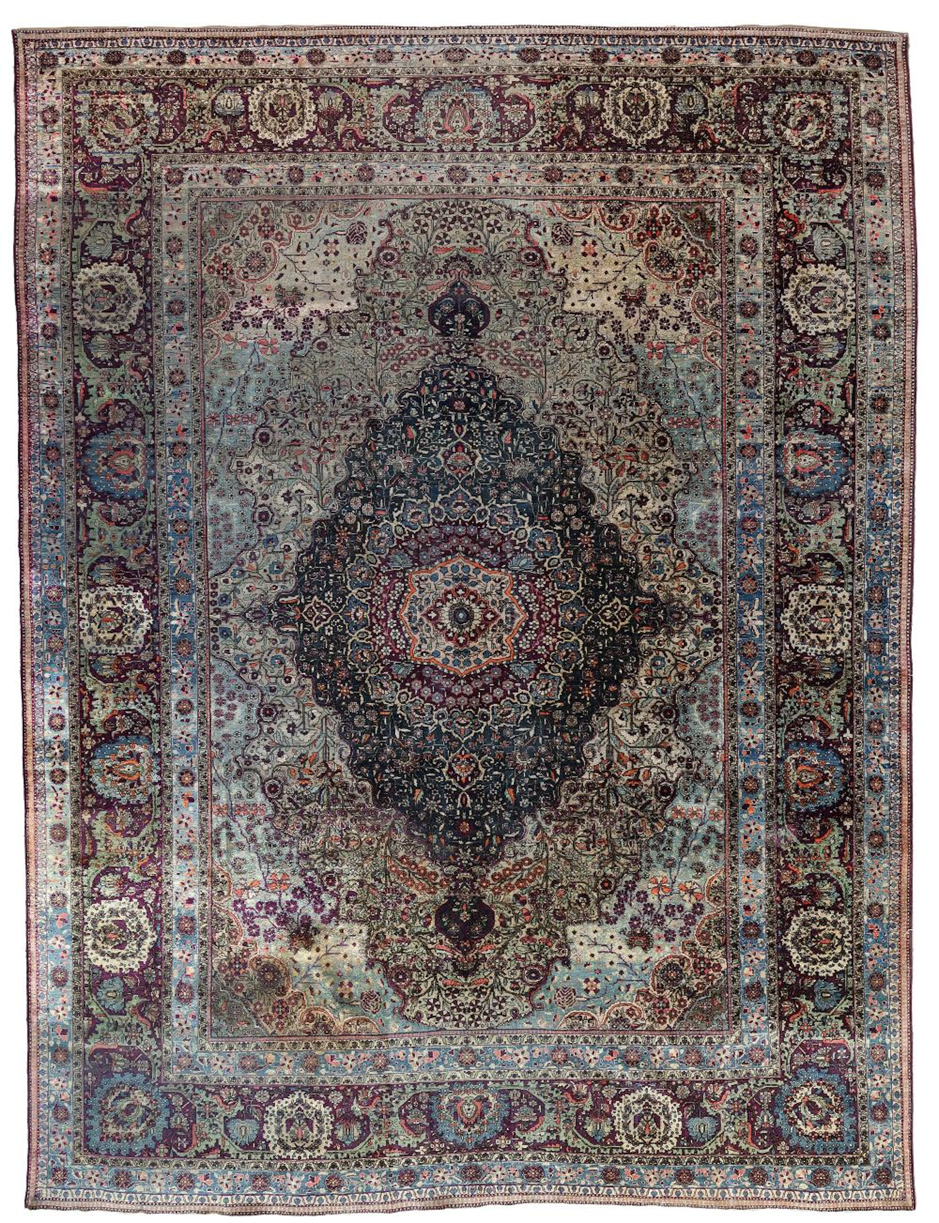 A SILK PERSIAN MOHTASHAM KASHAN CARPET, LATE 19TH CENTURY