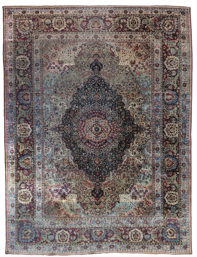 A SILK PERSIAN MOHTASHAM KASHAN CARPET, LATE 19TH CENTURY