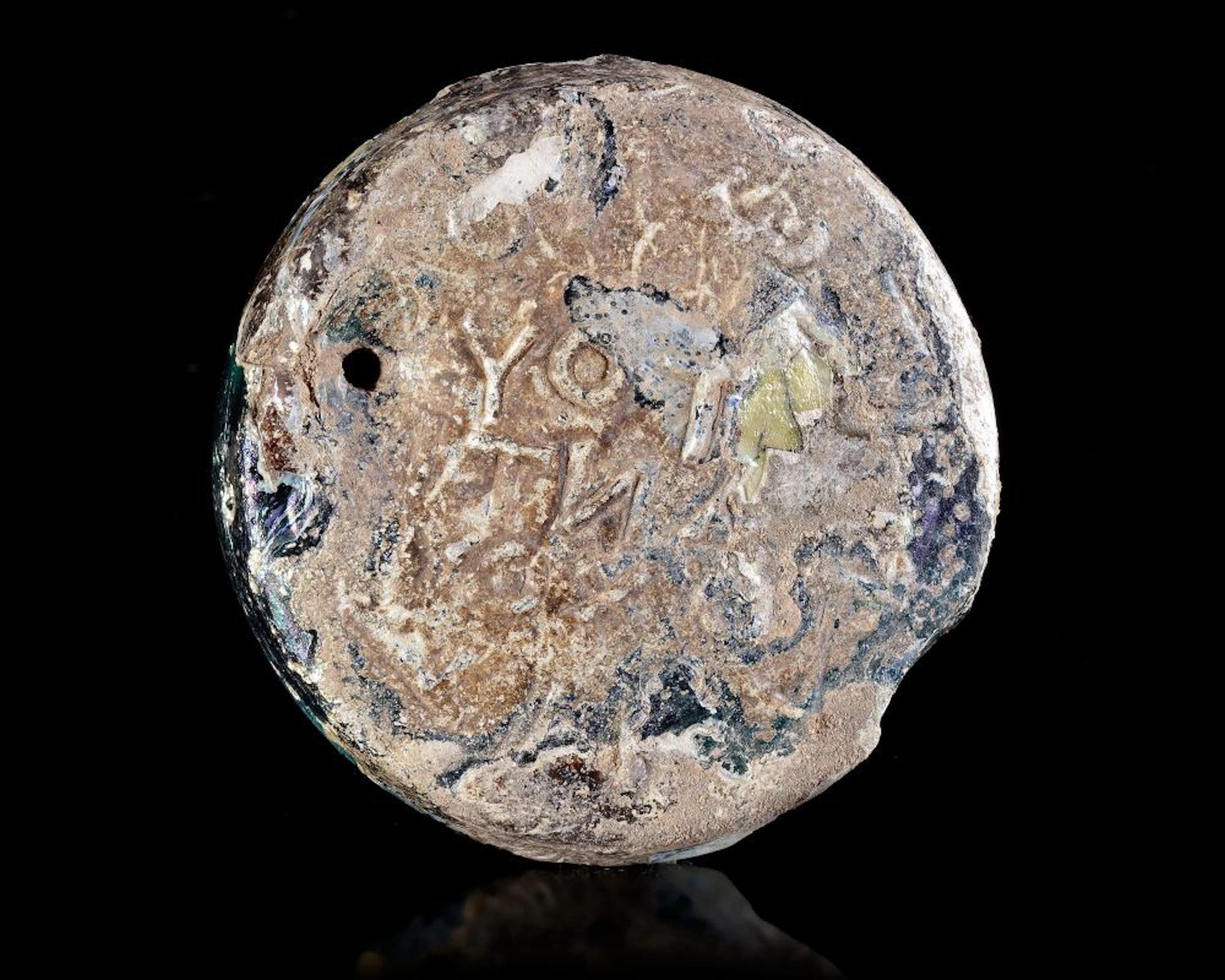 A LARGE OFFICIAL GLASS BYZANTINE WEIGHT, 6TH-7TH CENTURY AD