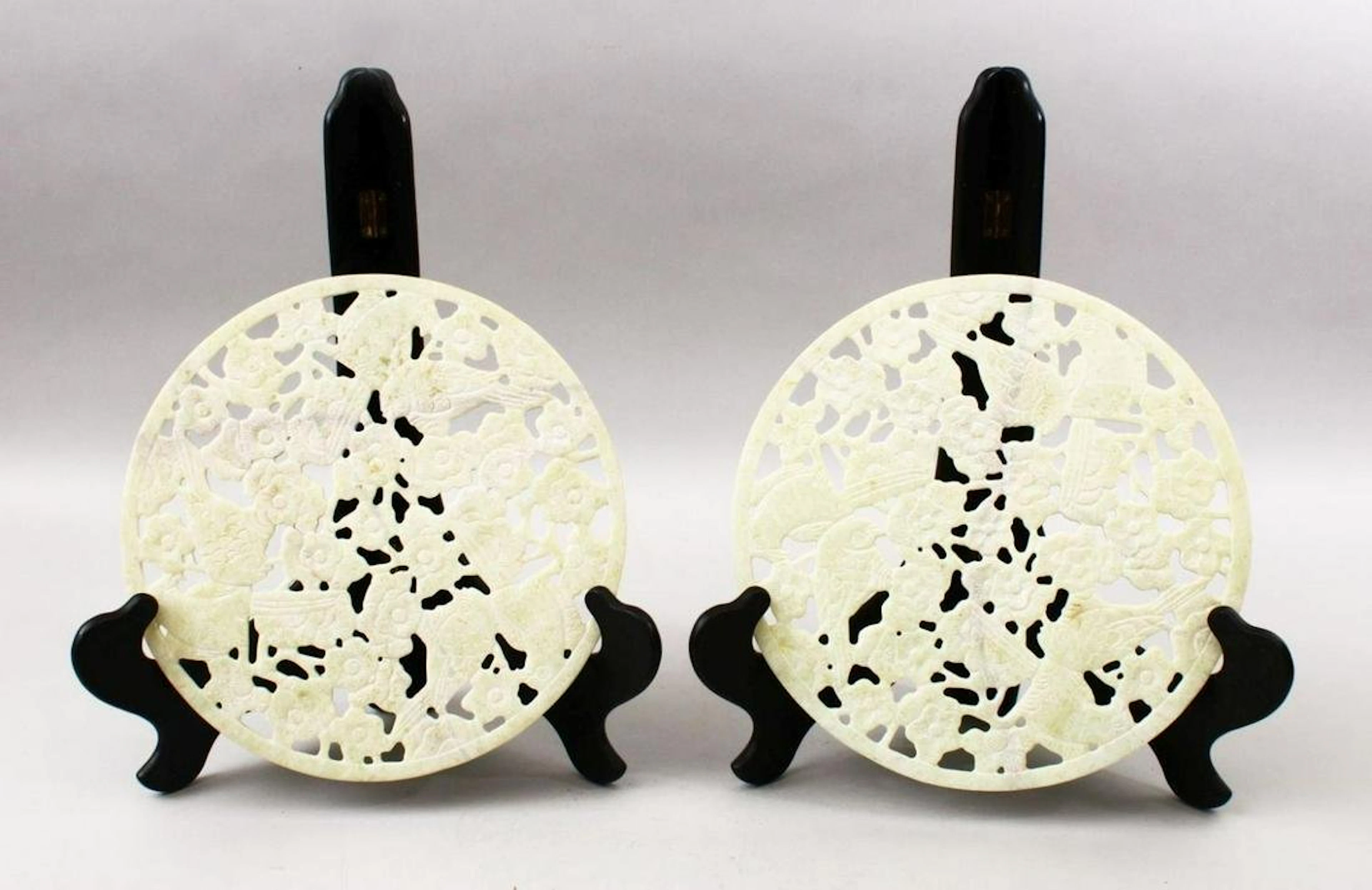 TWO 20TH CENTURY CHINESE CARVED HARDSTONE / JADELIKE BI