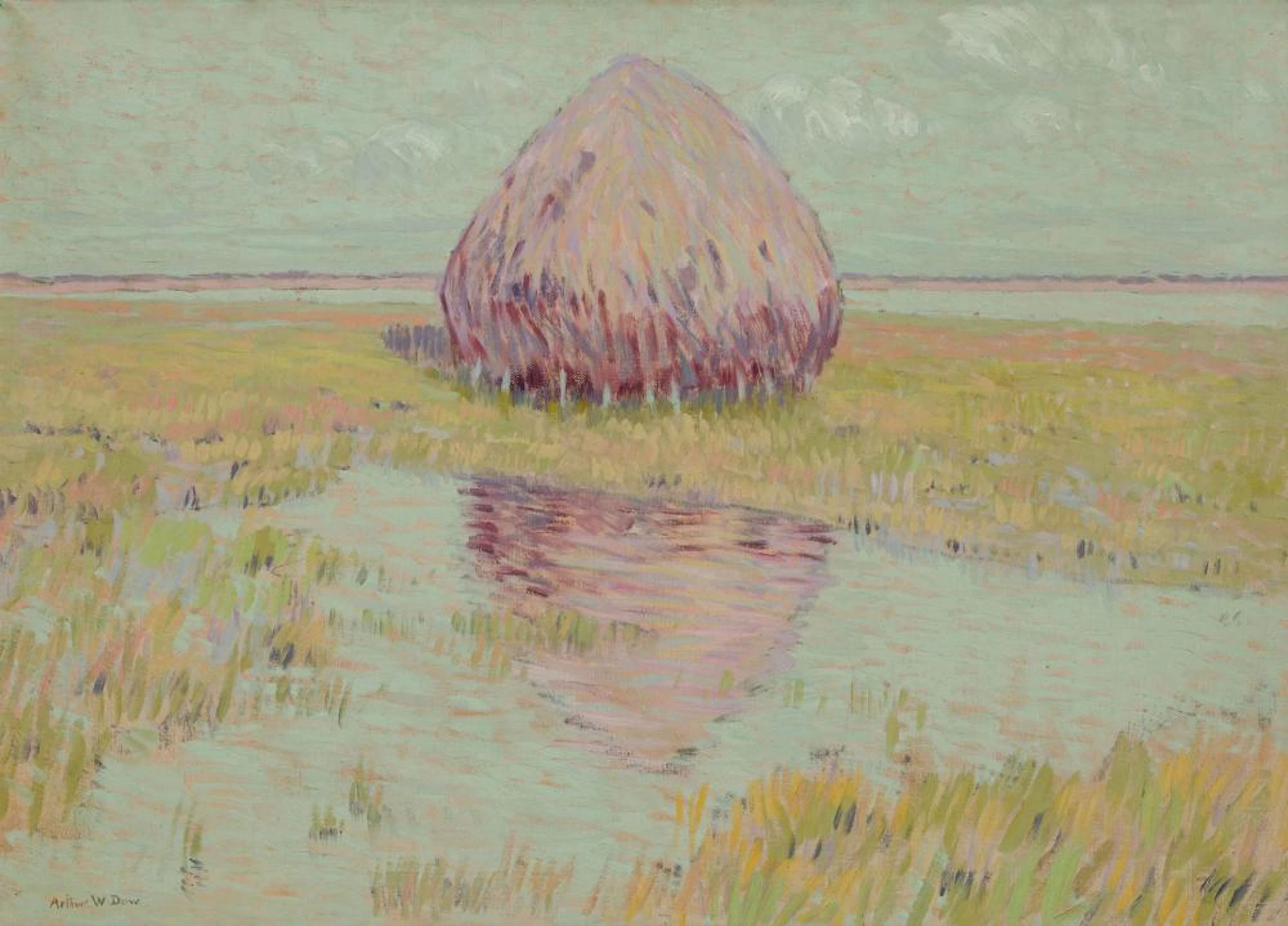 ARTHUR WESLEY DOW, American (1857-1922), Haystack, oil on canvas, 26 x 36 inches